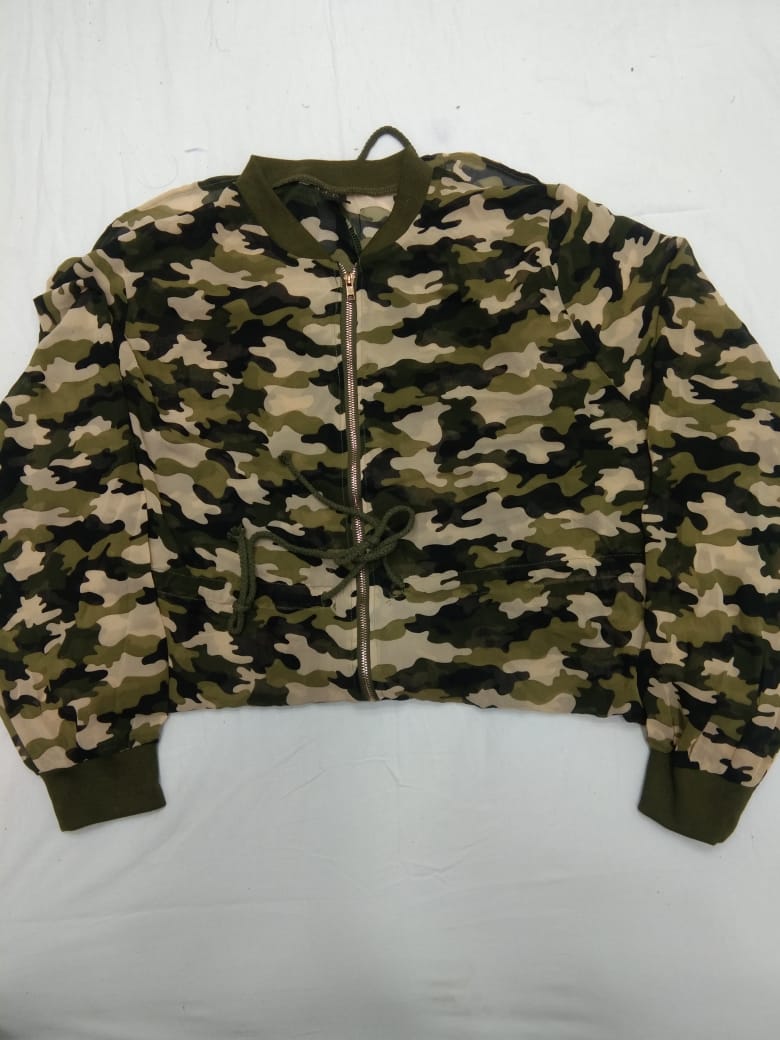 IQ0441 Blouse zippée camouflage Y2k