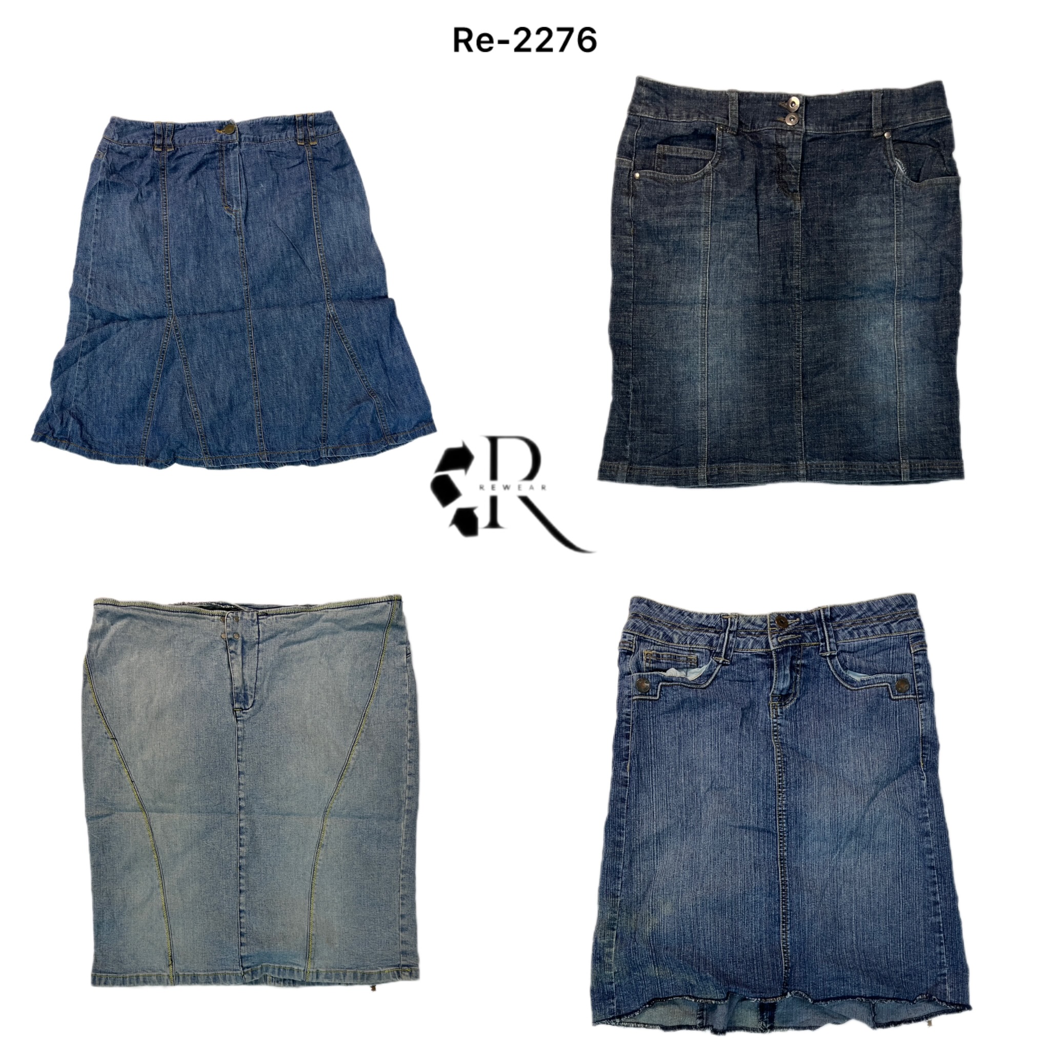 Gonne midi in denim dell'era Britney Y2K (RE-2276)