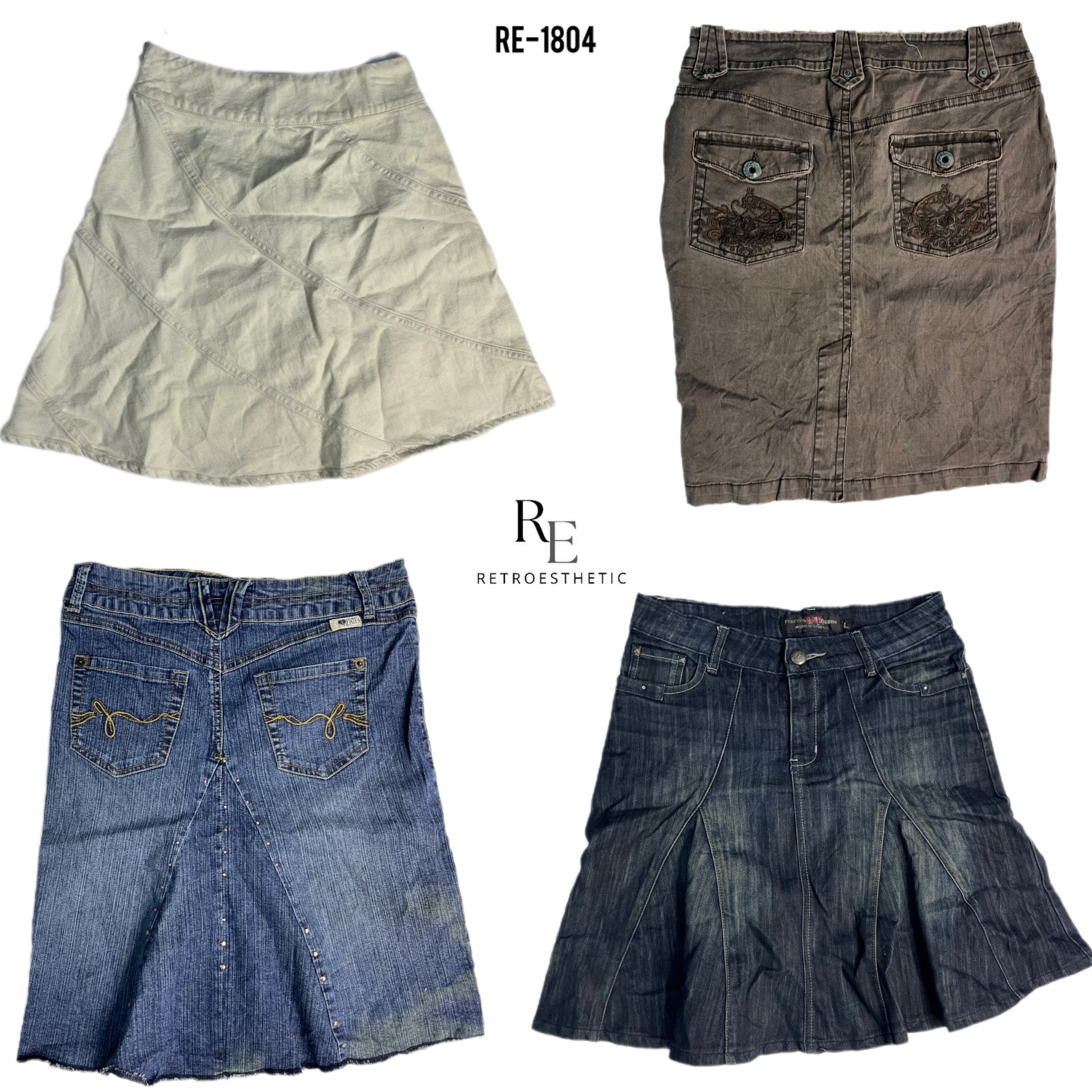 Jupes en denim midi de l'ère Britney Y2K (RE-1804)