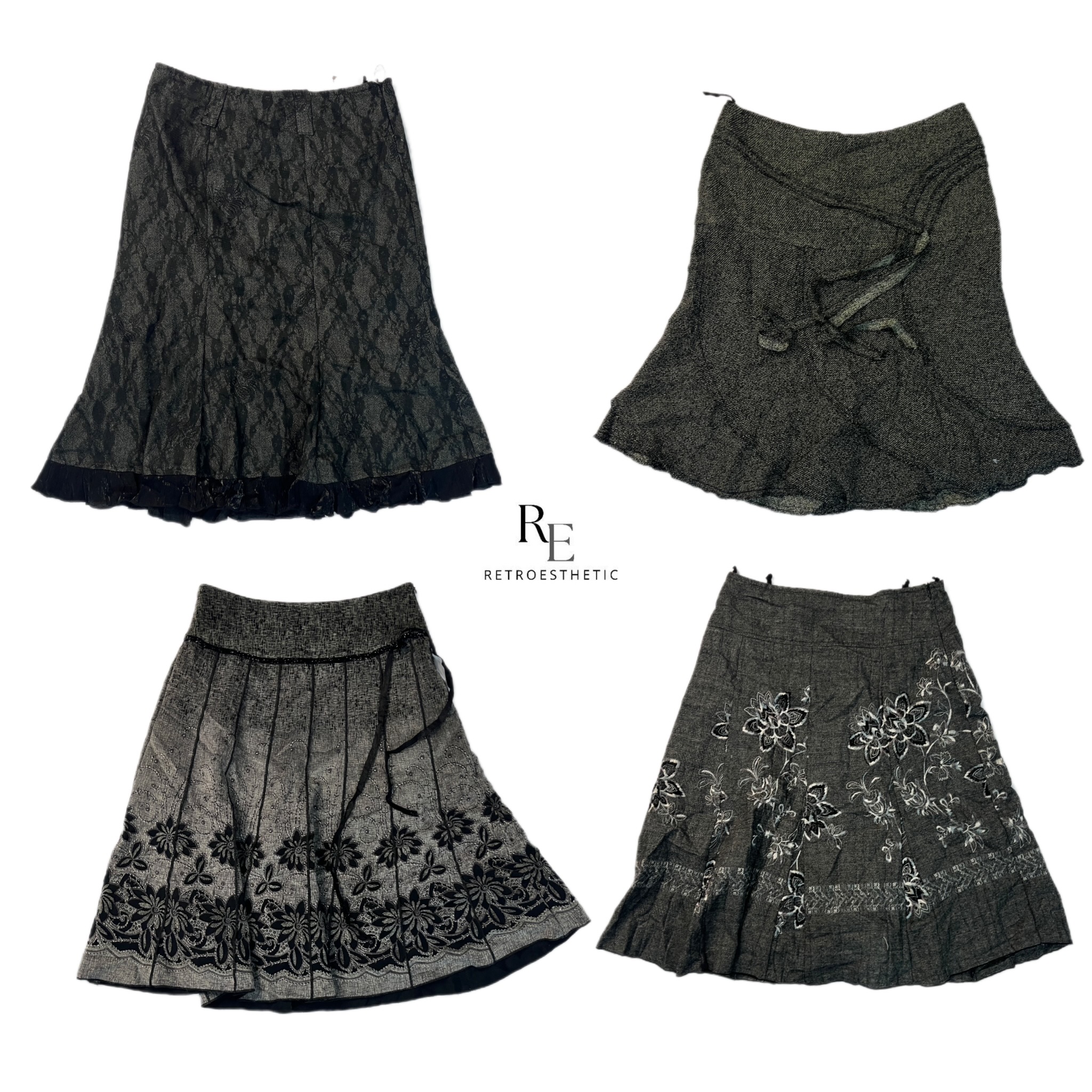 Jupes en laine brodées uniques Y2K (RE-2283)