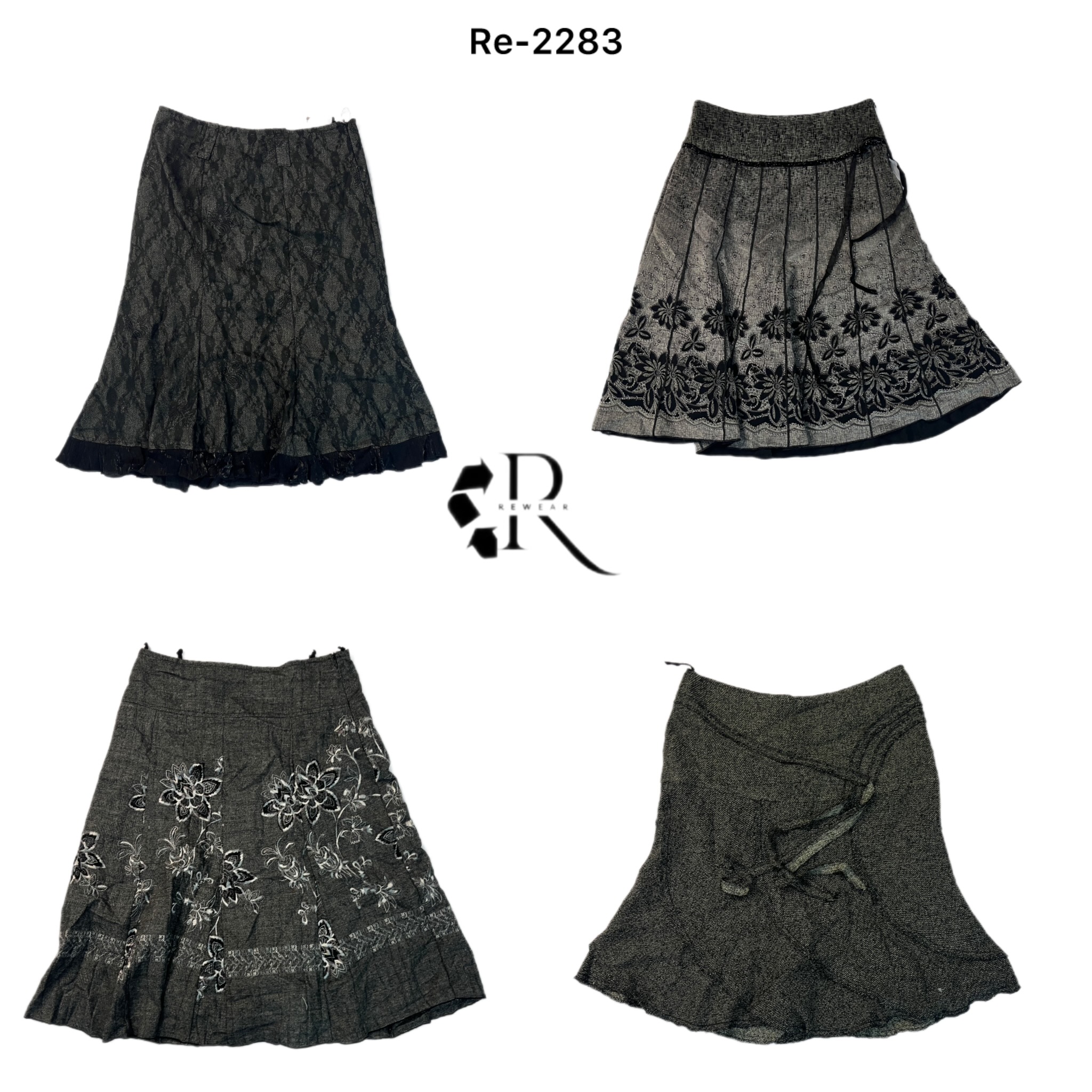 Jupes en laine brodées uniques Y2K (RE-2283)