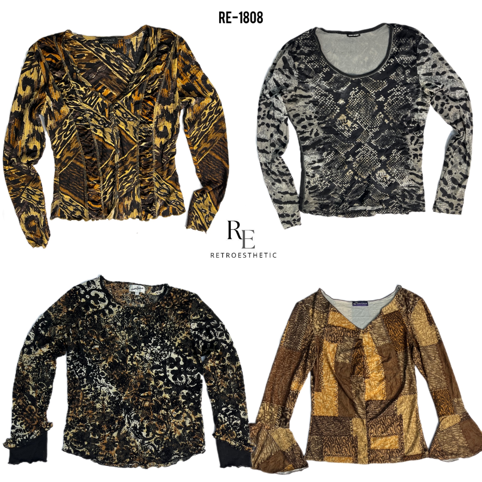 Tops à manches longues imprimé animal Y2K (RE-1808)