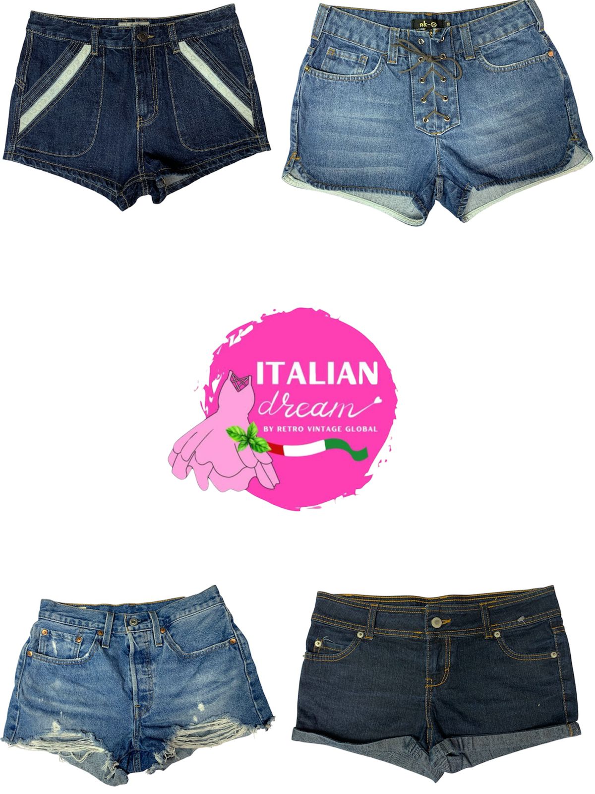 Short sexy de denim único Y2K