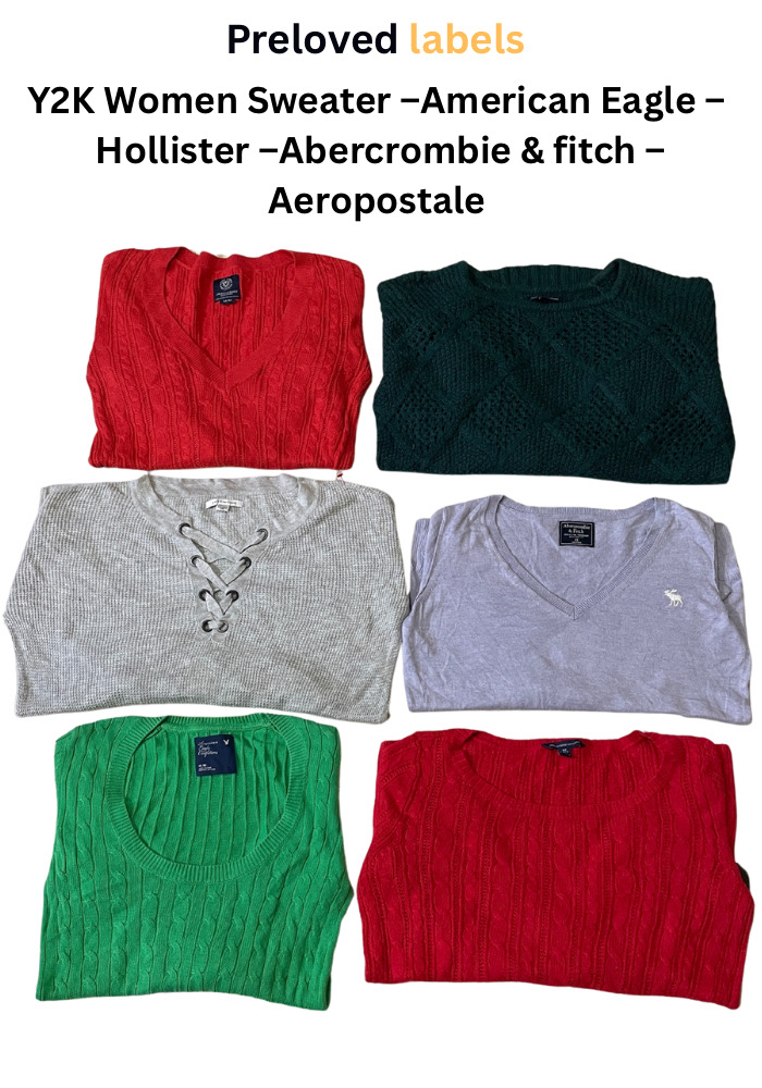 Gros pull pour femmes Y2K – American Eagle, Abercrombie & Fitch, Aeropostale, Hollister, Bundle –(wcv : 378)