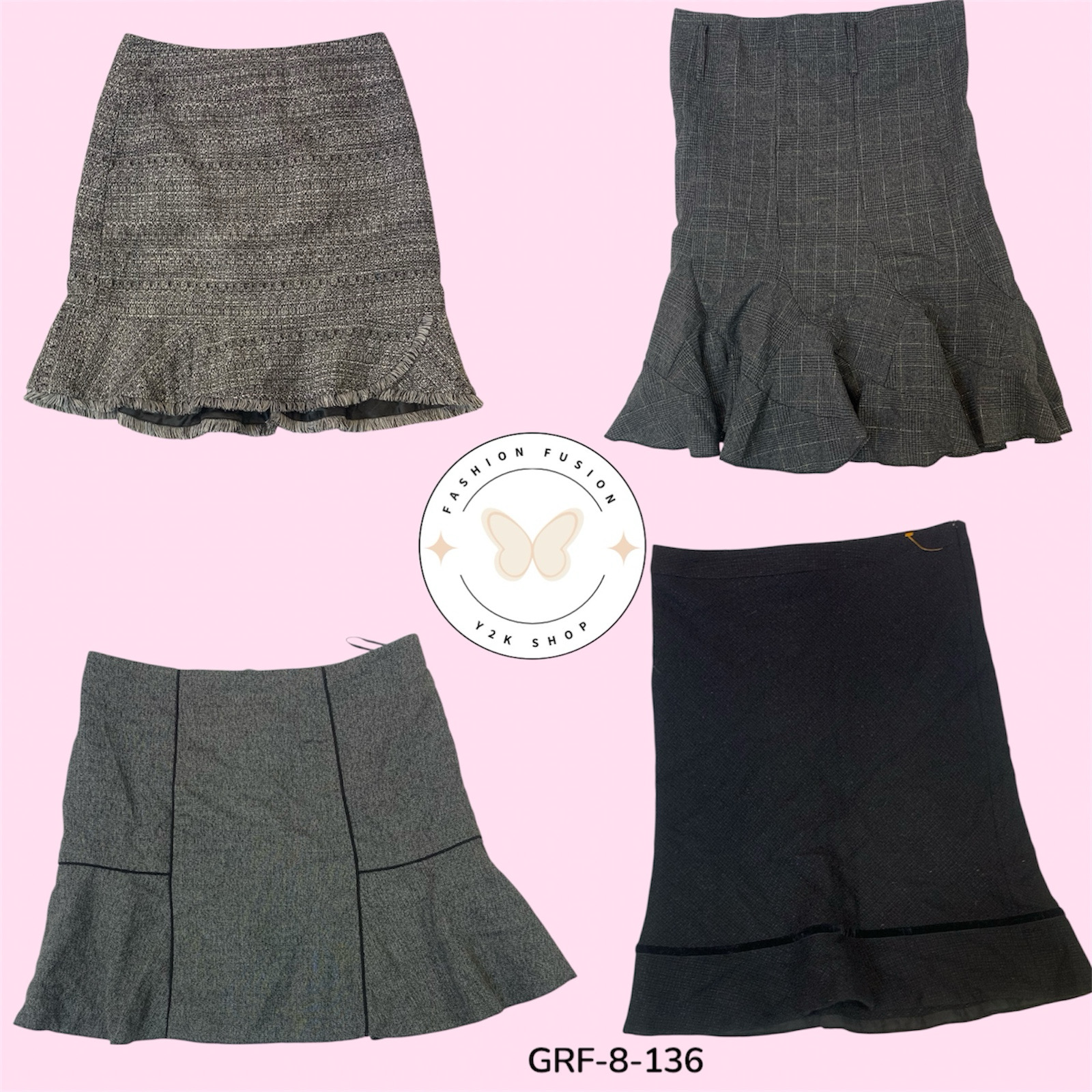 Authentic Y2K Mixed Skirt Collection – Retro Vibes (GRF-8-136)