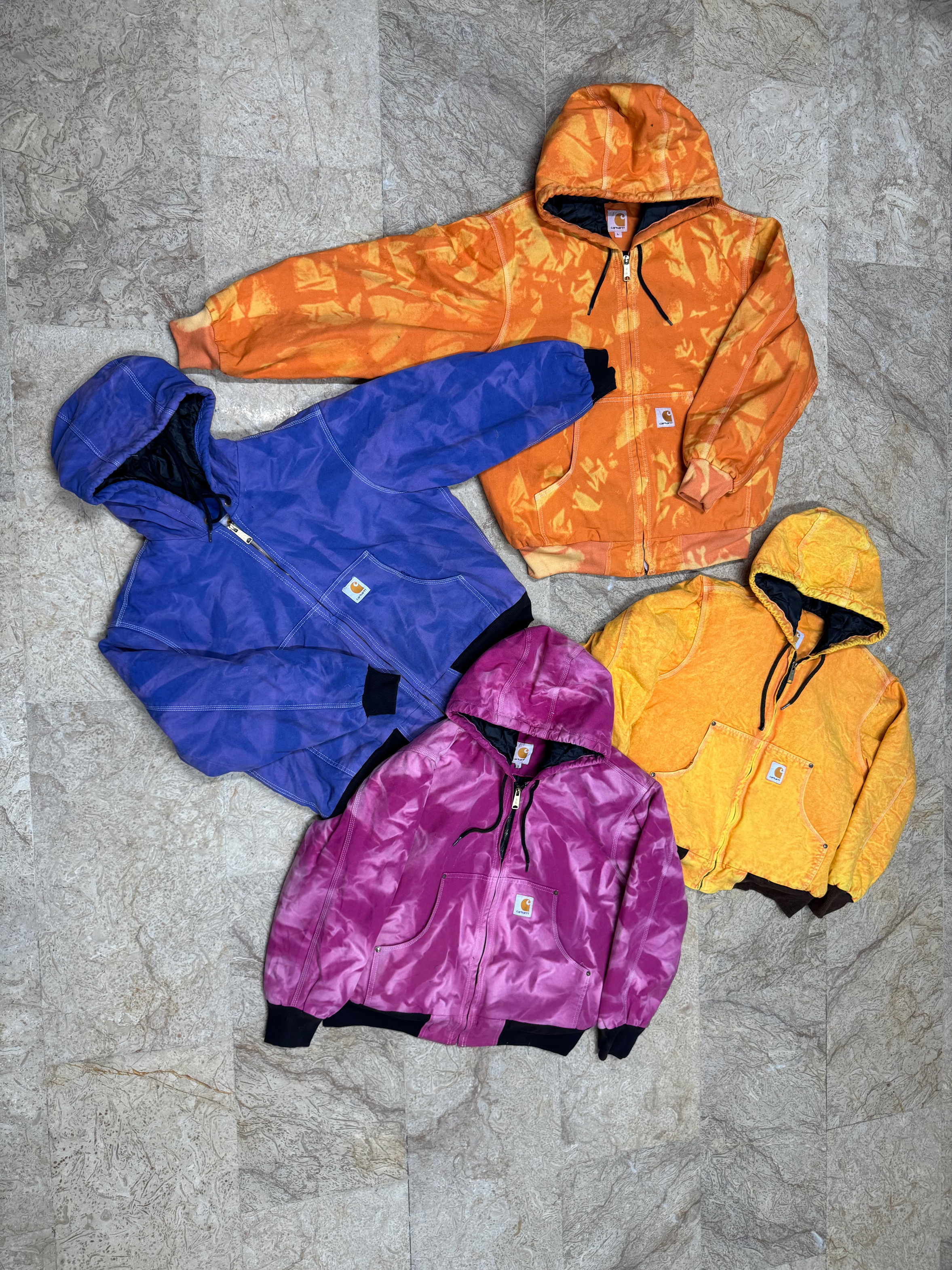 Jaquetas de trabalho Carhartt estilo tie dye refeito