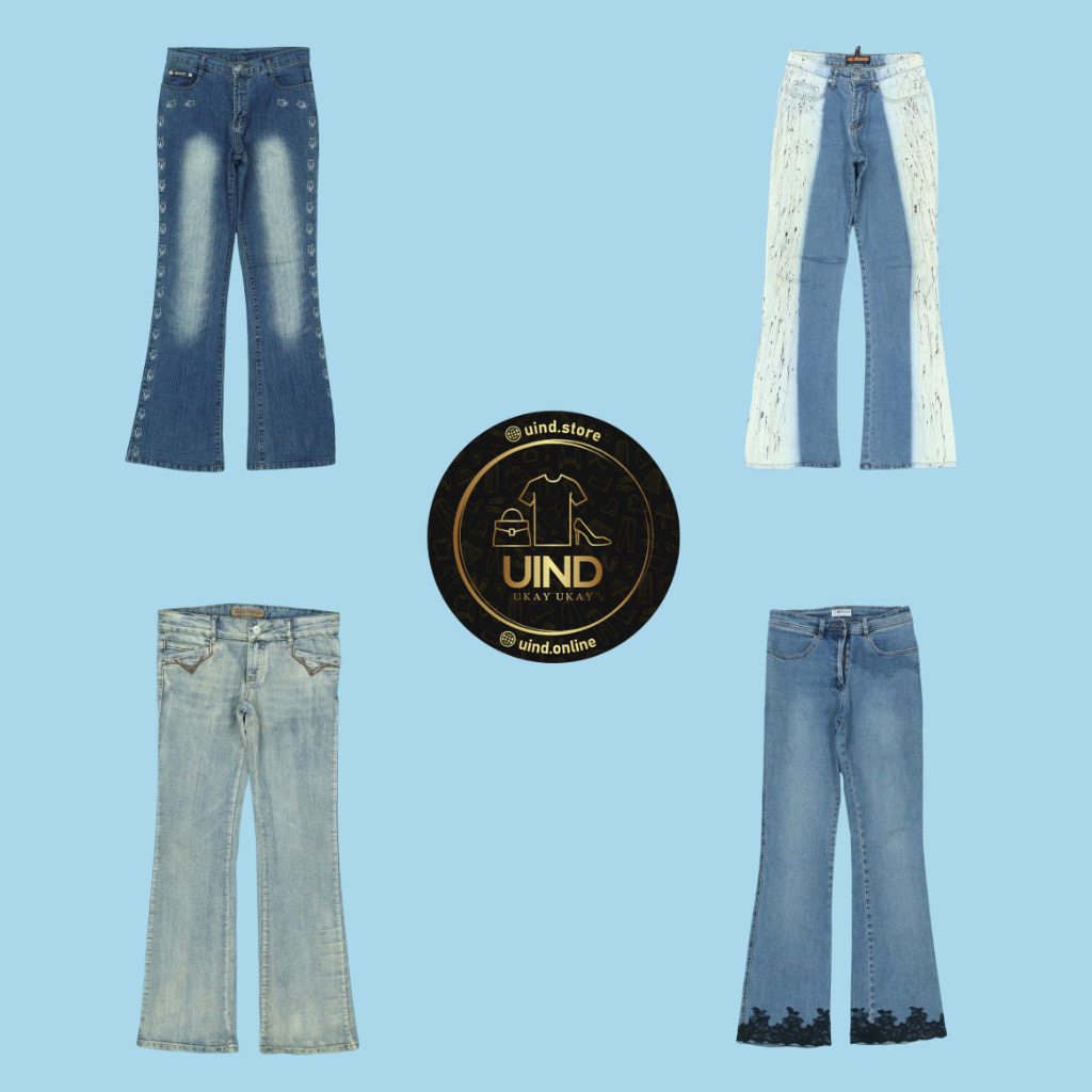 Jeans Flare de Denim da Era Y2K Baddie