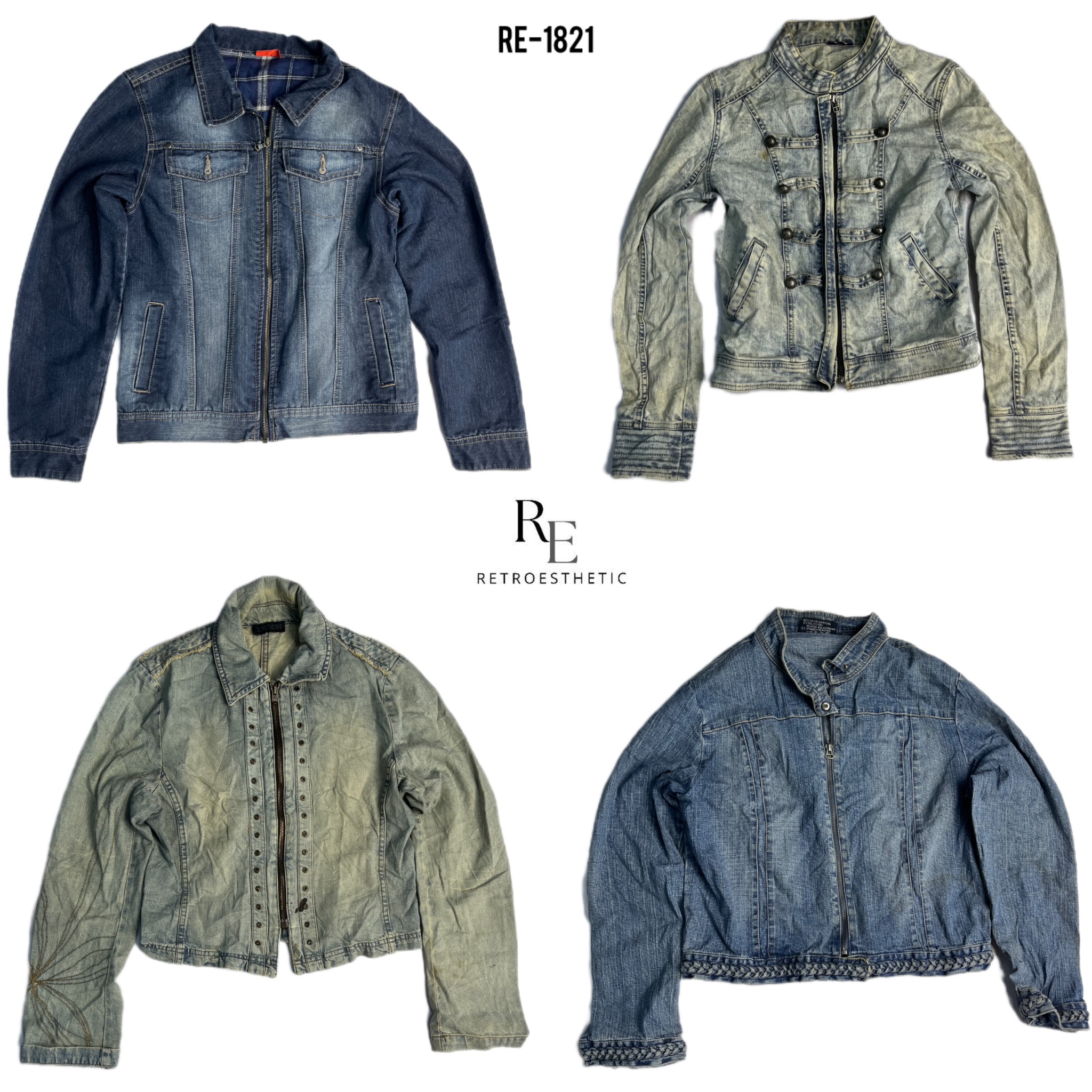 Veste en denim unique Y2K IT Girl (RE-1821)