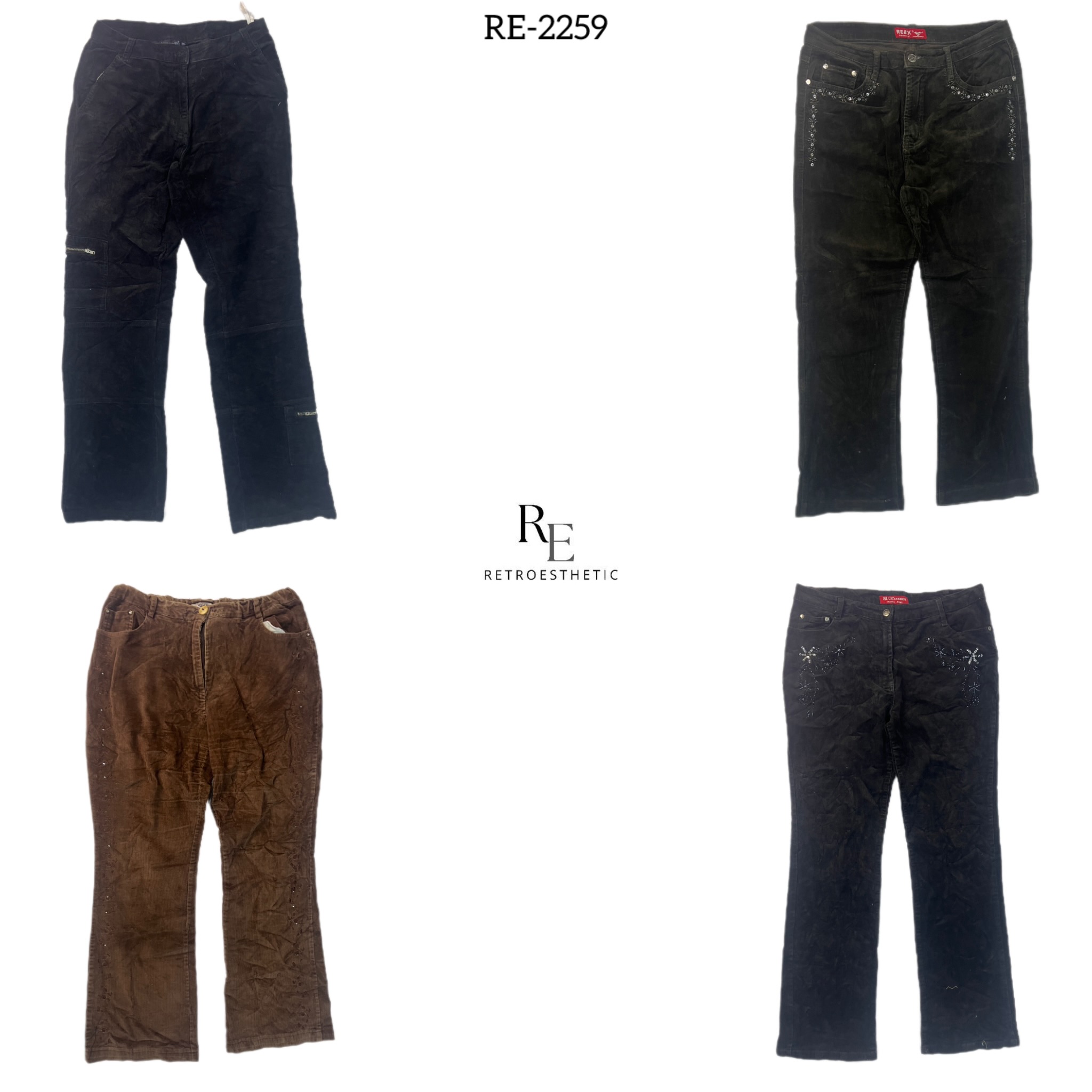 Y2K Corduroy Flared Pants (RE-2259)