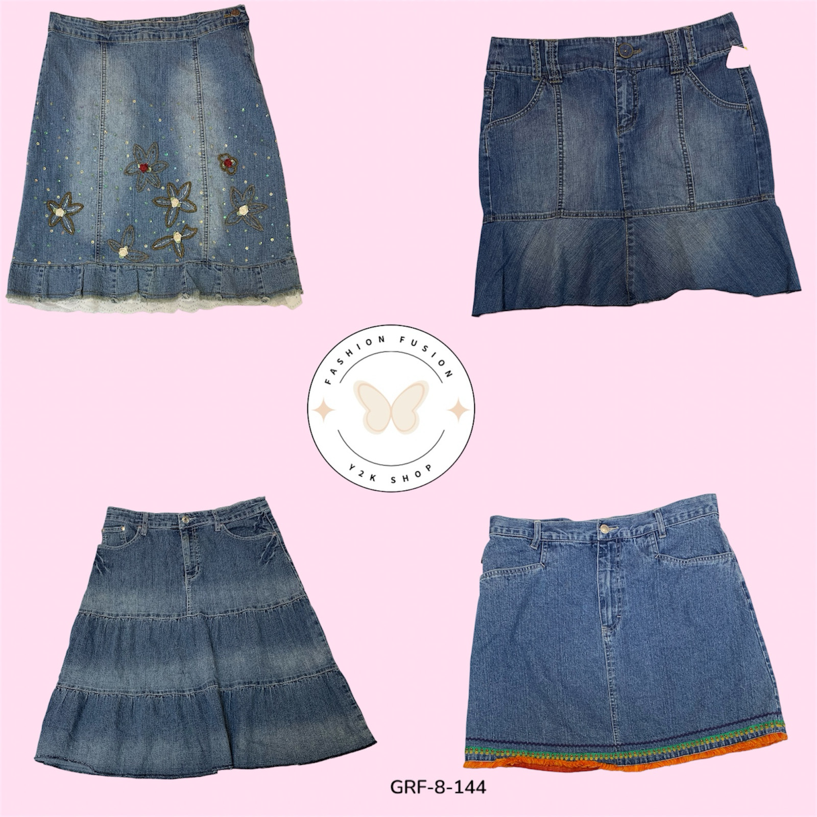 Y2K High-Waist Long Denim Skirt – Retro 2000s Fashion (GRF-8-144)