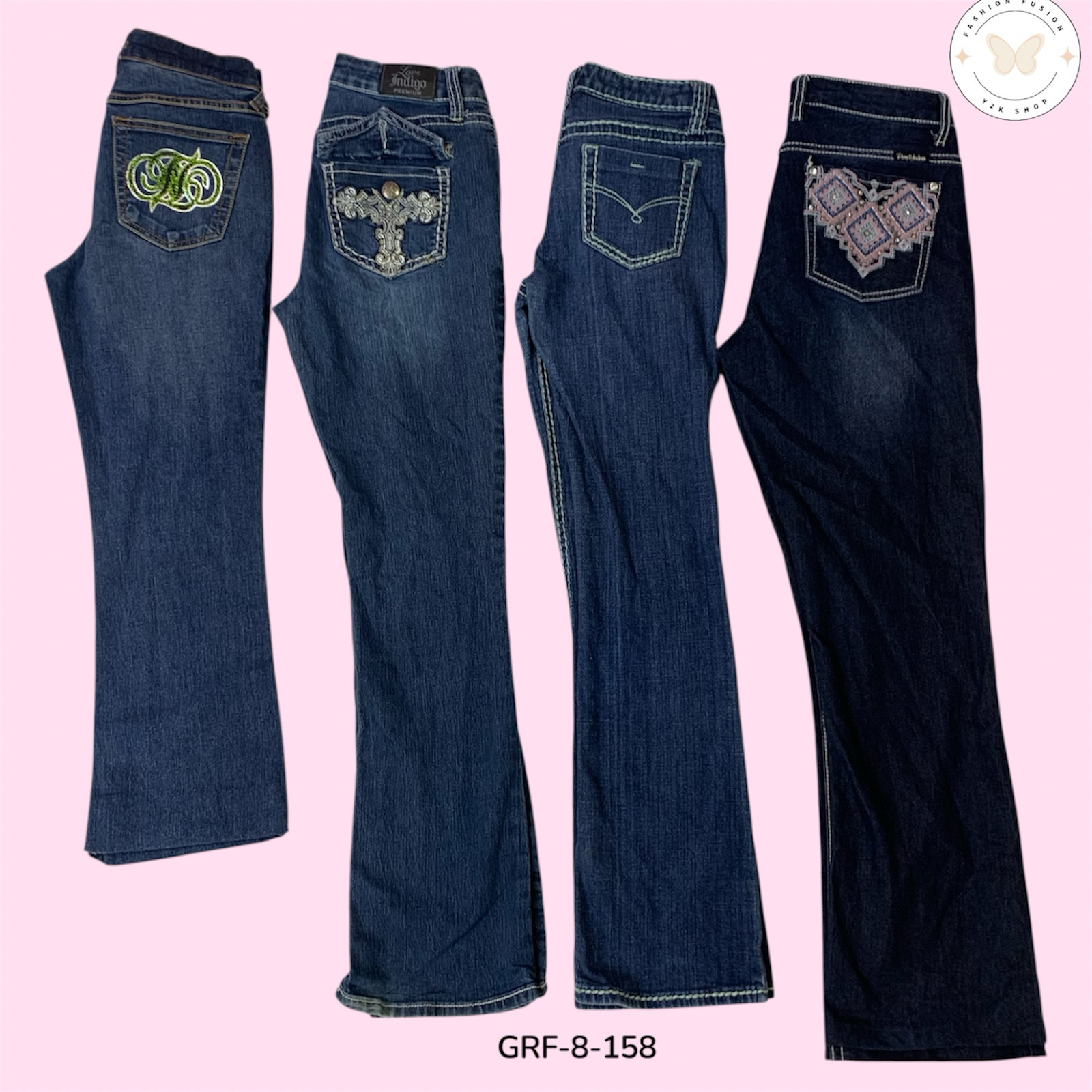 Retro Y2K Flared Denim – Early 2000s Wide Leg Jeans (GRF-8-158)