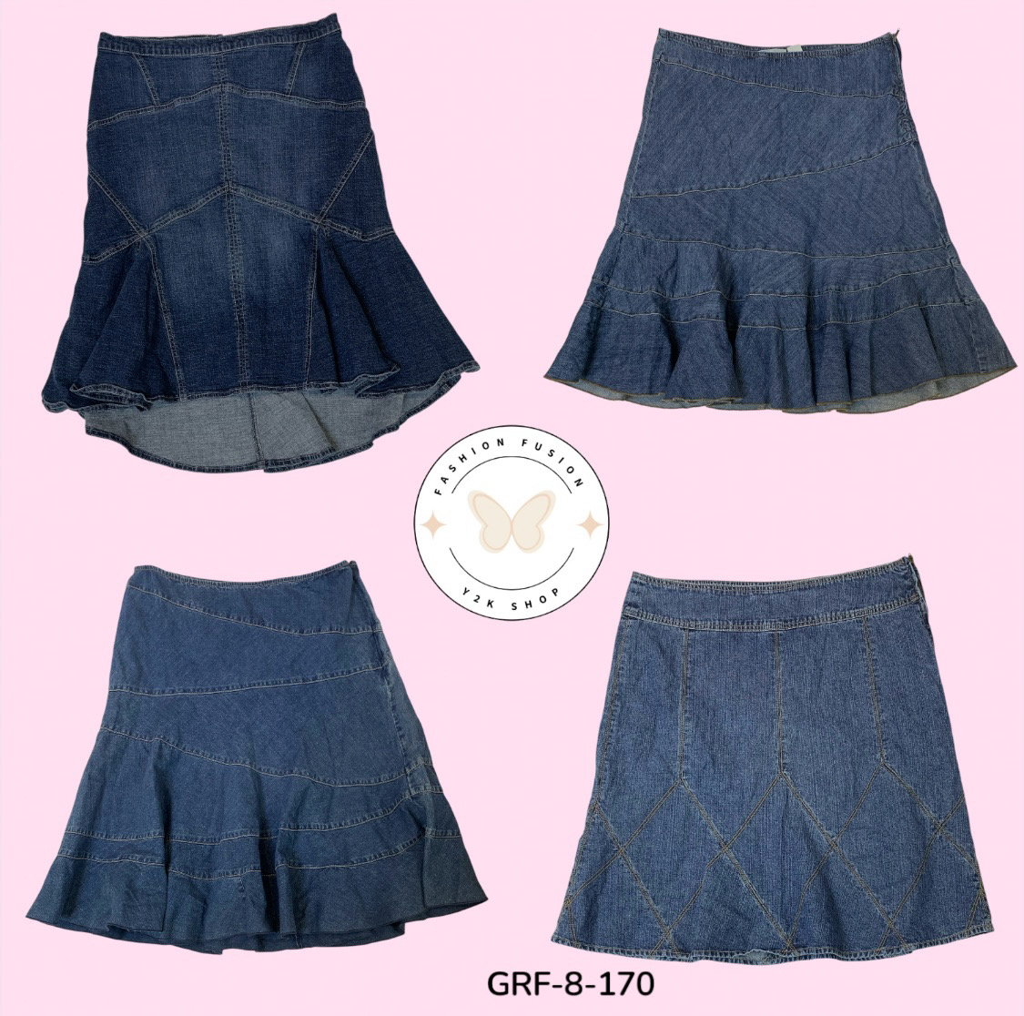 Y2K Long Denim Skirt – Retro 2000s Style, Casual Chic (GRF-8-170)