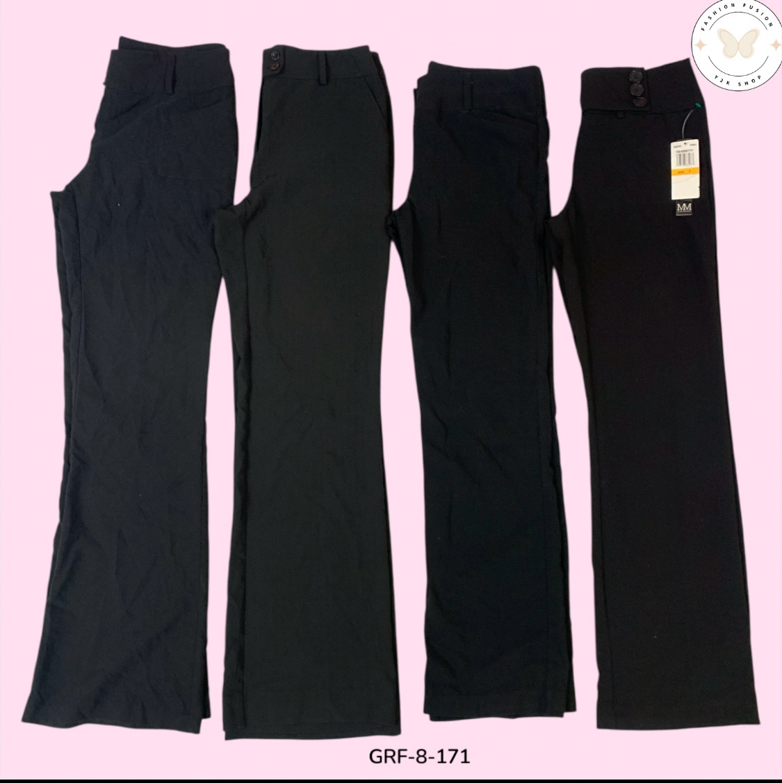 Y2K Black Office Pants – Retro 2000s Workwear Style (GRF-8-171)