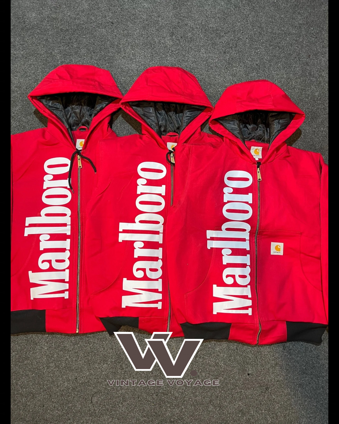Carhartt x Marlboro Remake Stil Rote Aktive Jacken - #15825