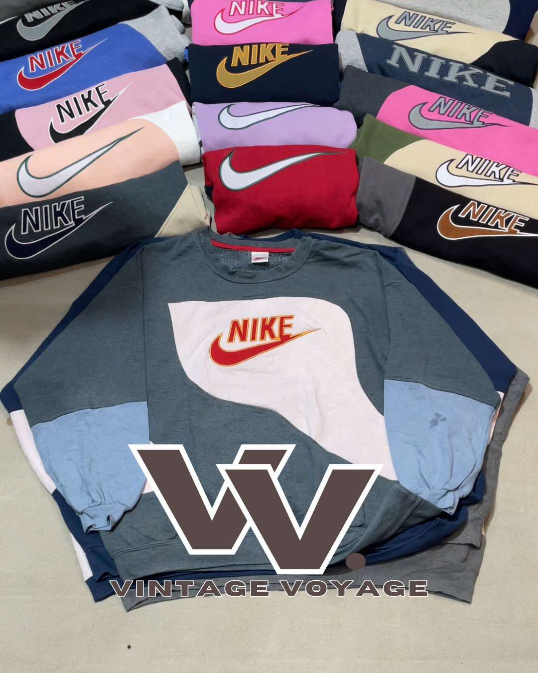 Nike Rework Style Patchwork Sweatshirts - #15825