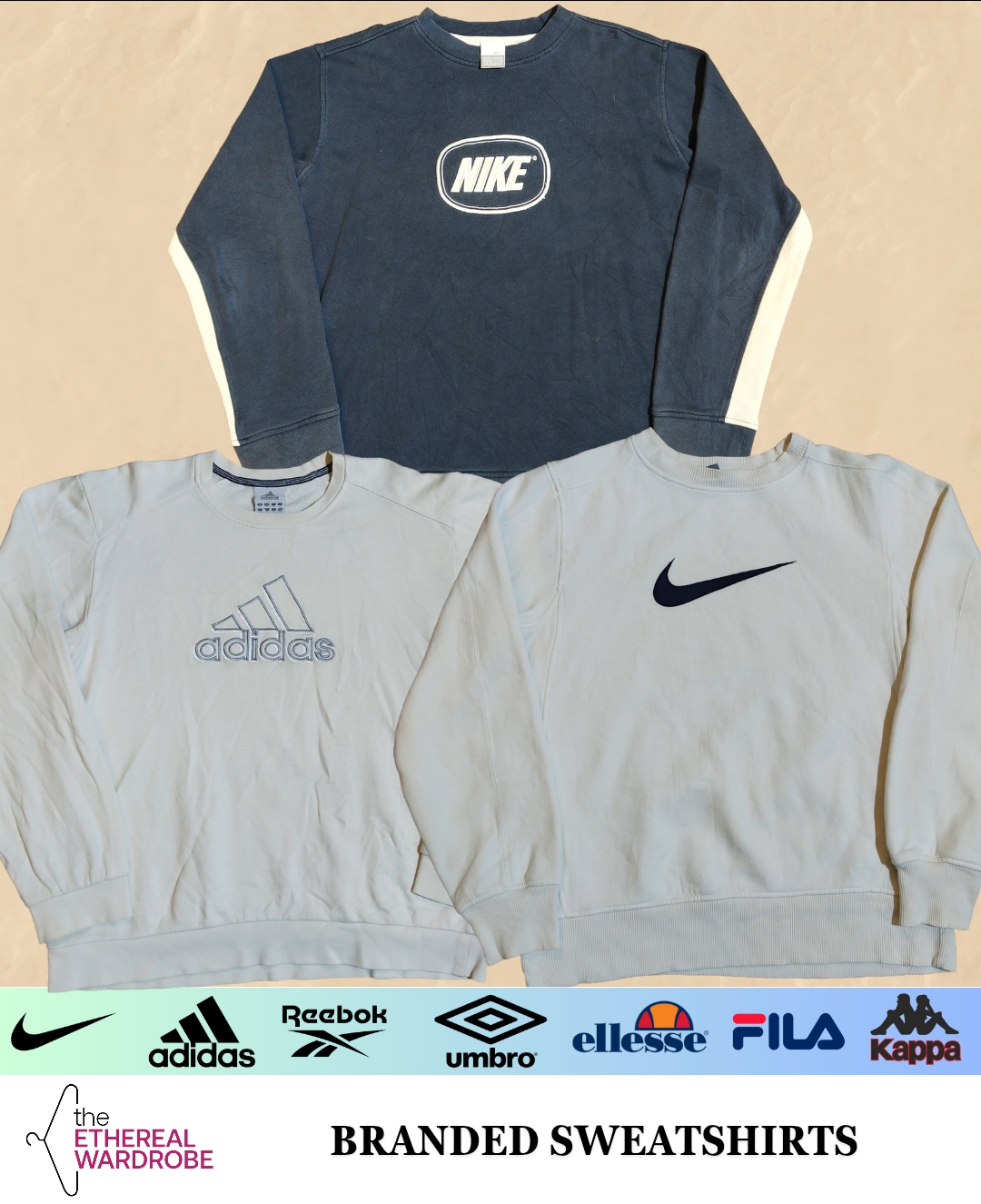 Branded Sweatshirts including Nike, Adidas, Reebok, Umbro, Ellesse, Fila and Kappa (RN#1252)