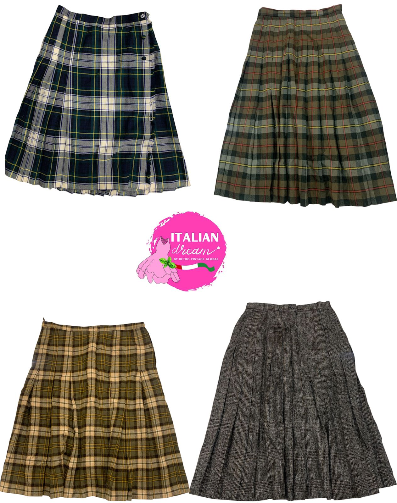 y2k pleated wool skirt