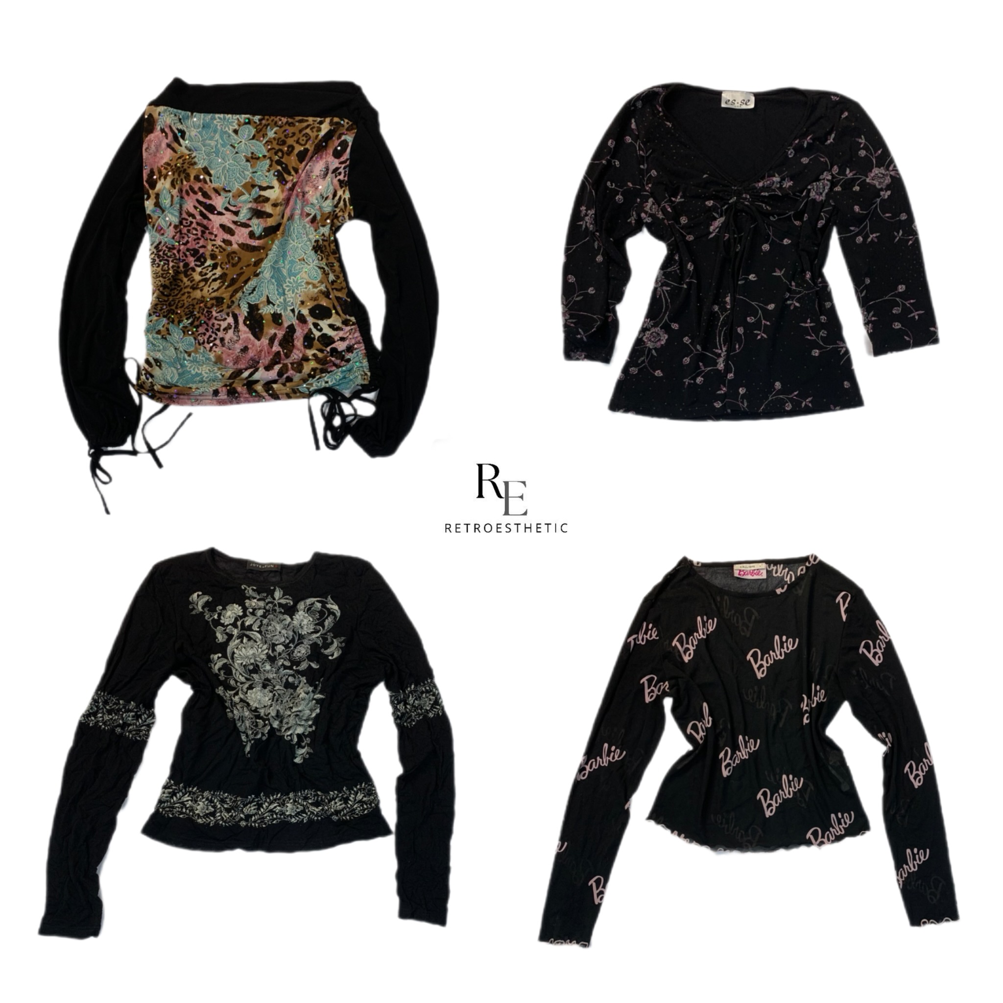 Y2K All Black Rave Full Sleeve Tops (RE-2275)