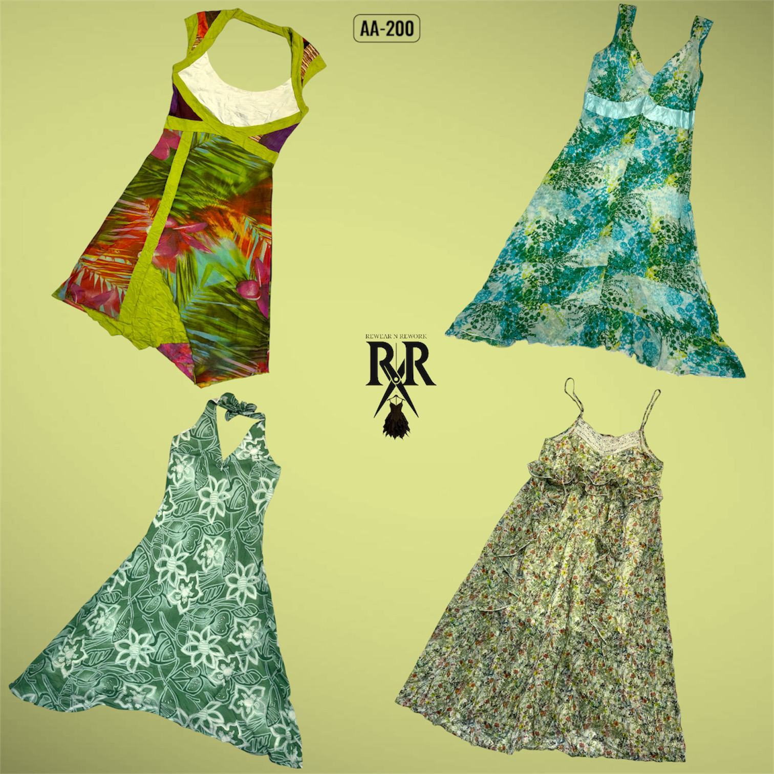 Robe d'été imprimée tropicale et florale Y2K (AA-200)