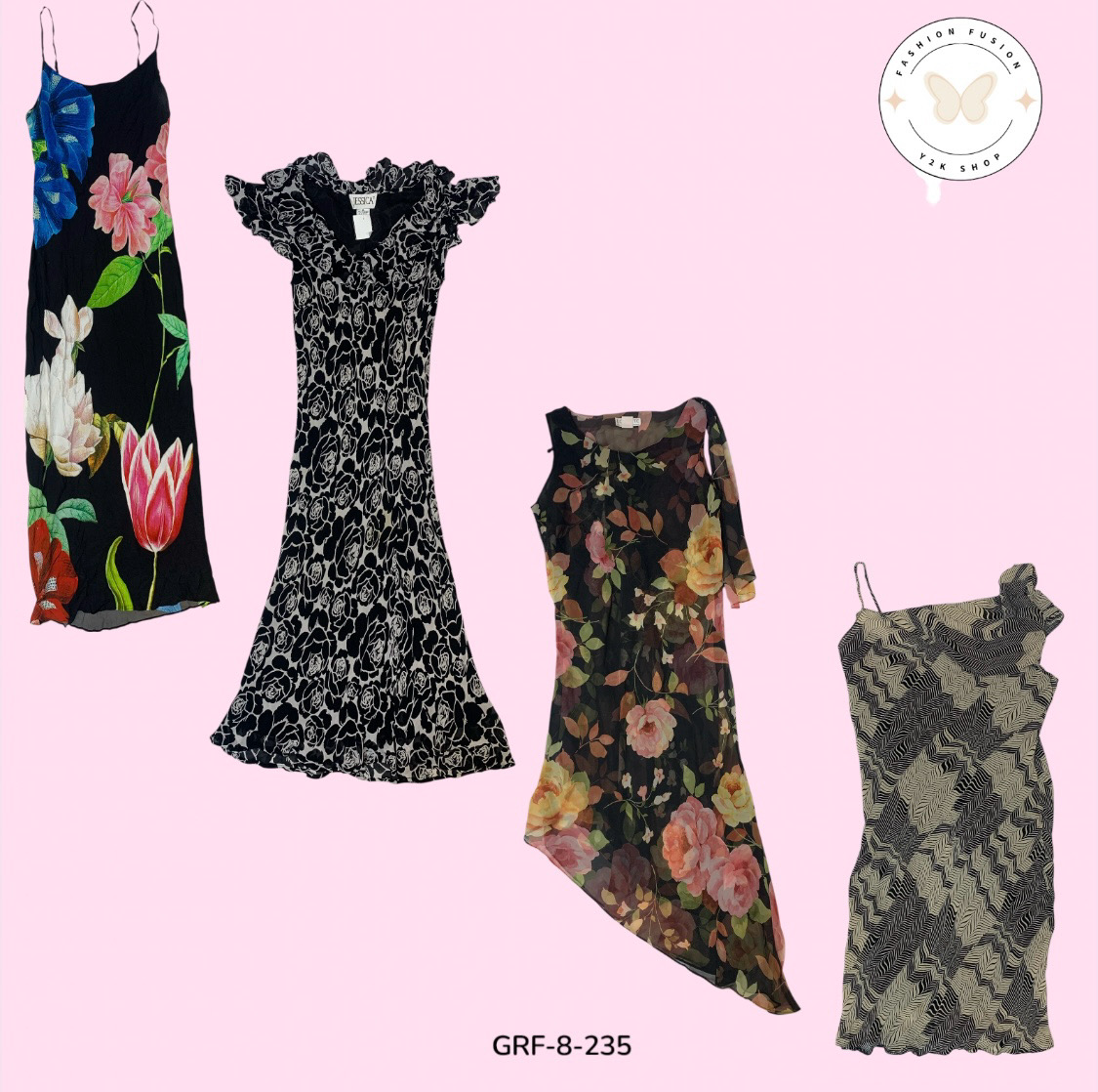Authentic Y2K Mix Poly Dress – Timeless Retro Wardrobe Essential (GRF-8-235)