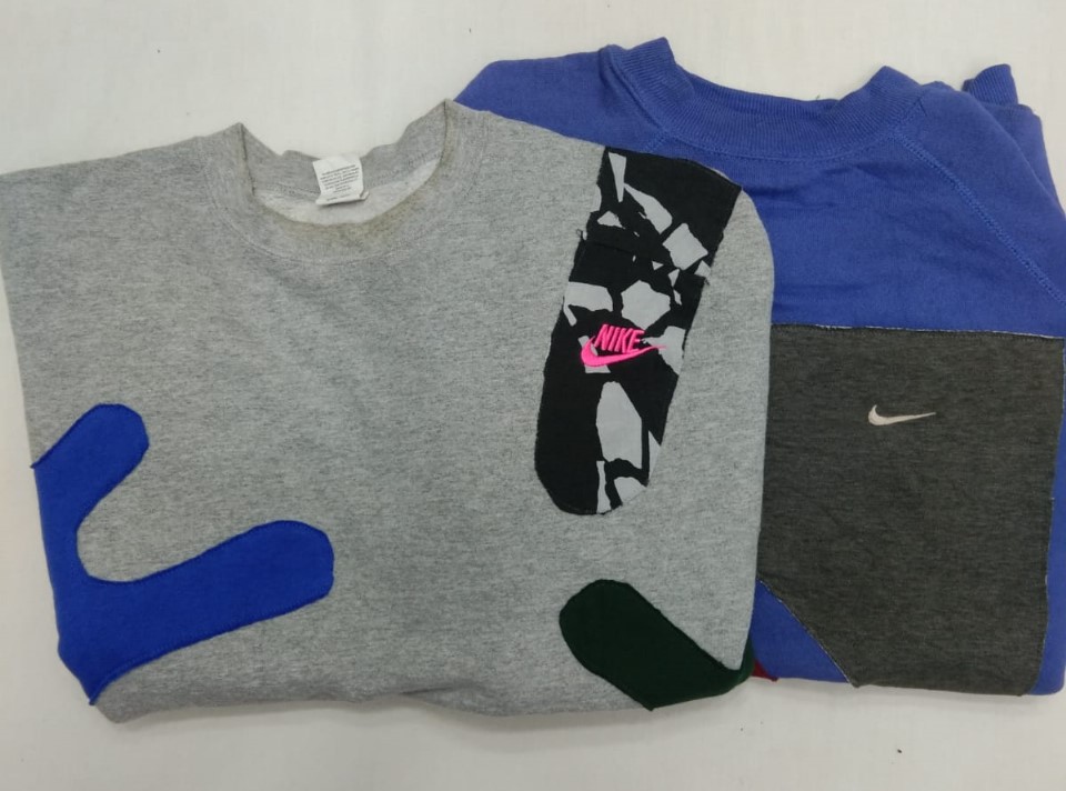 CR4692 UPCYCLED BRANDED PATCHWORK SWEATSHIRT