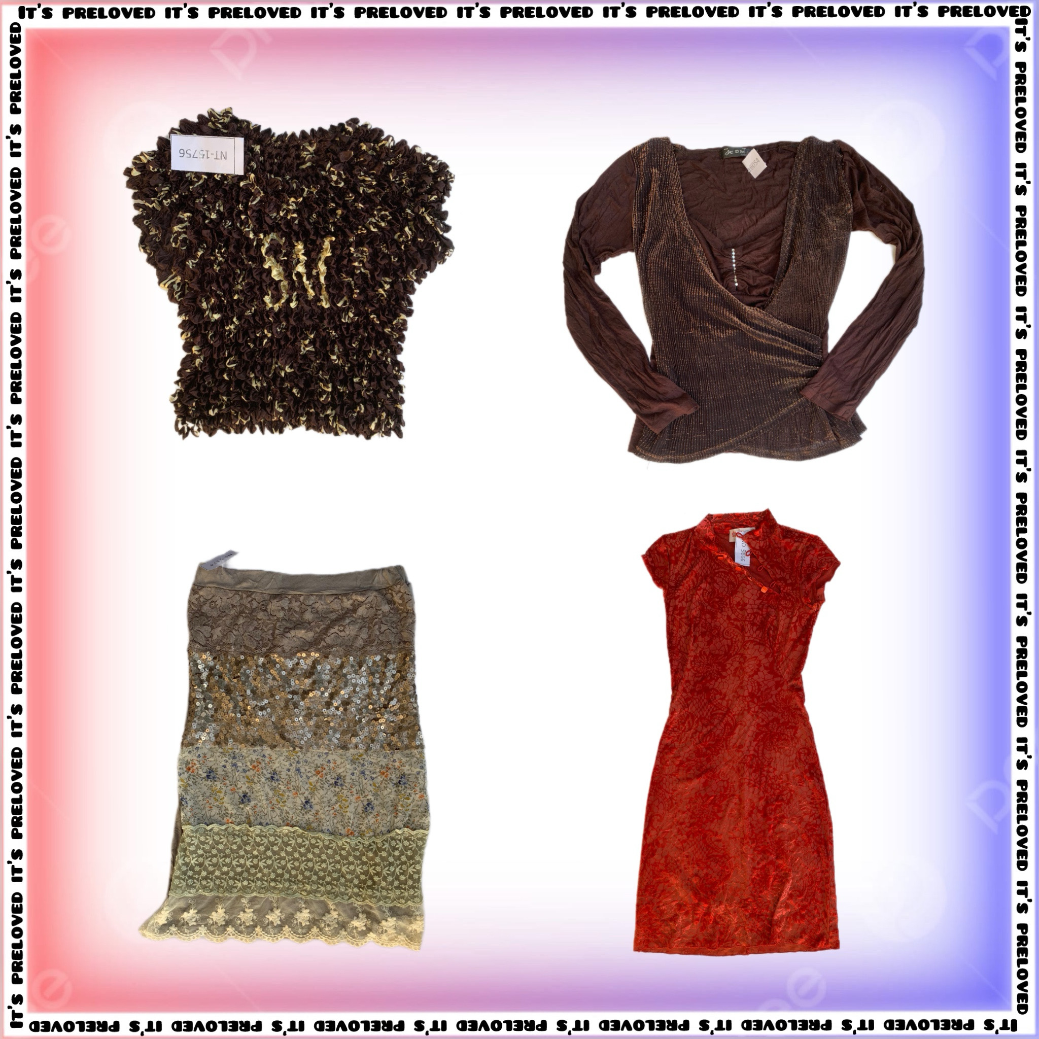 Renda de Veludo e Mistura de Brilho - Blusas, Saias e Vestidos - (SS-1149)