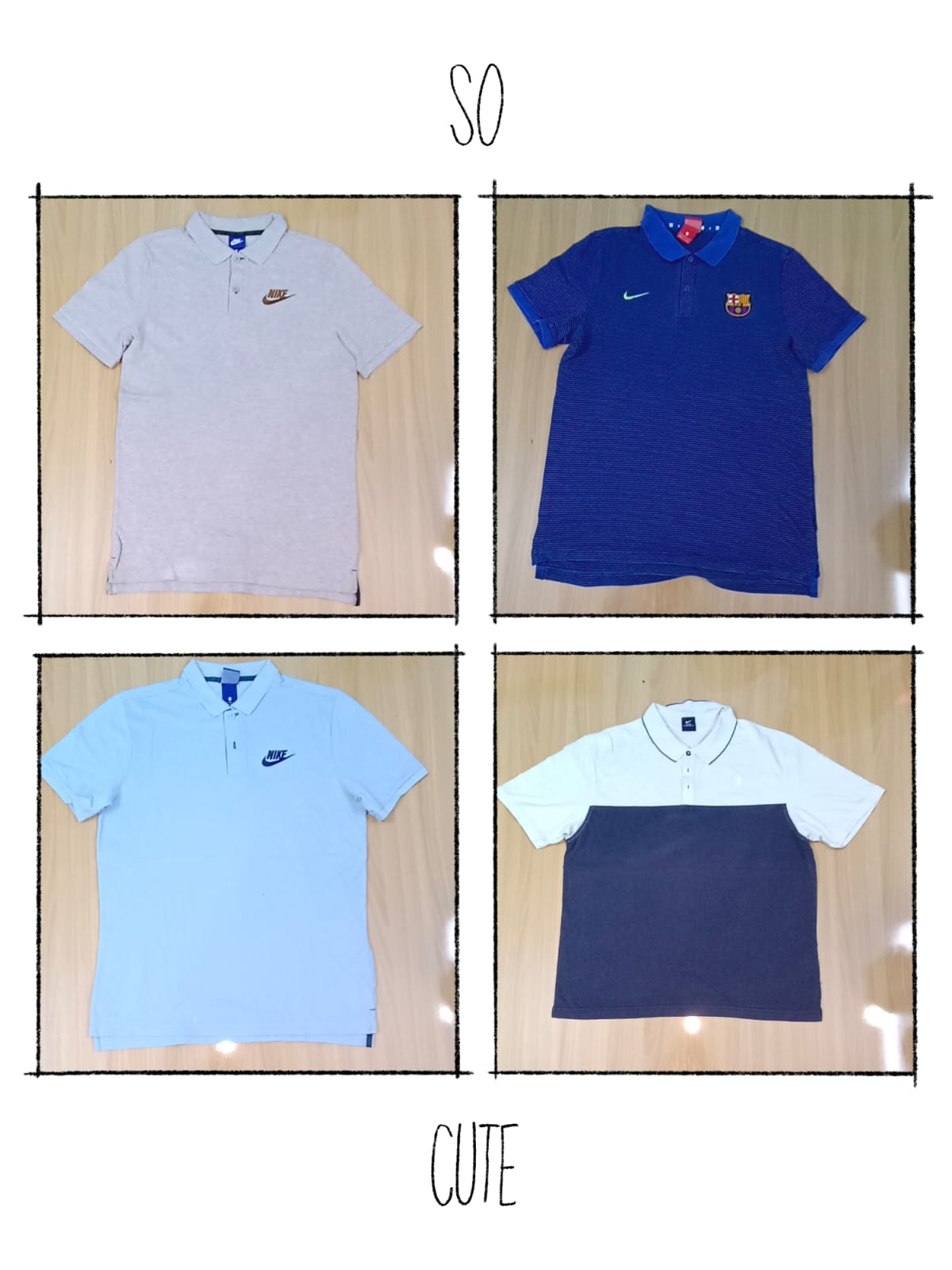 JA 0375 Camiseta Vintage Nike de Gola com Três Bot..