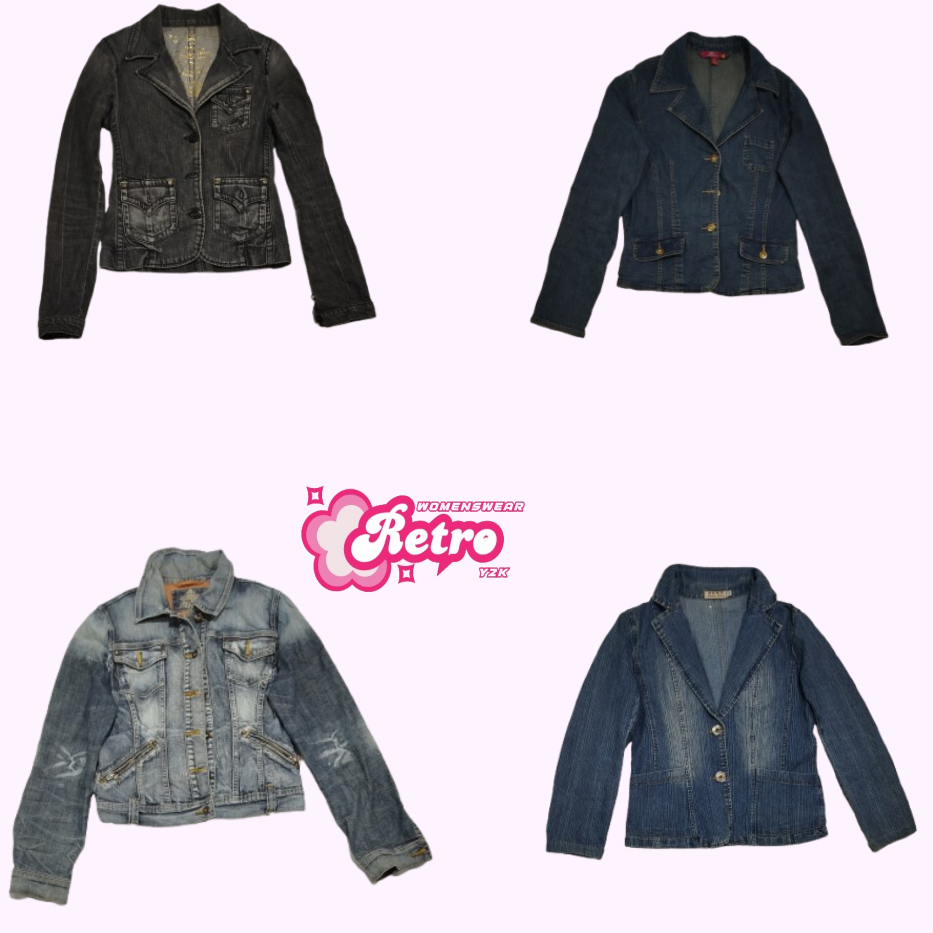 Giacca di denim unica Y2K (Aug-38)