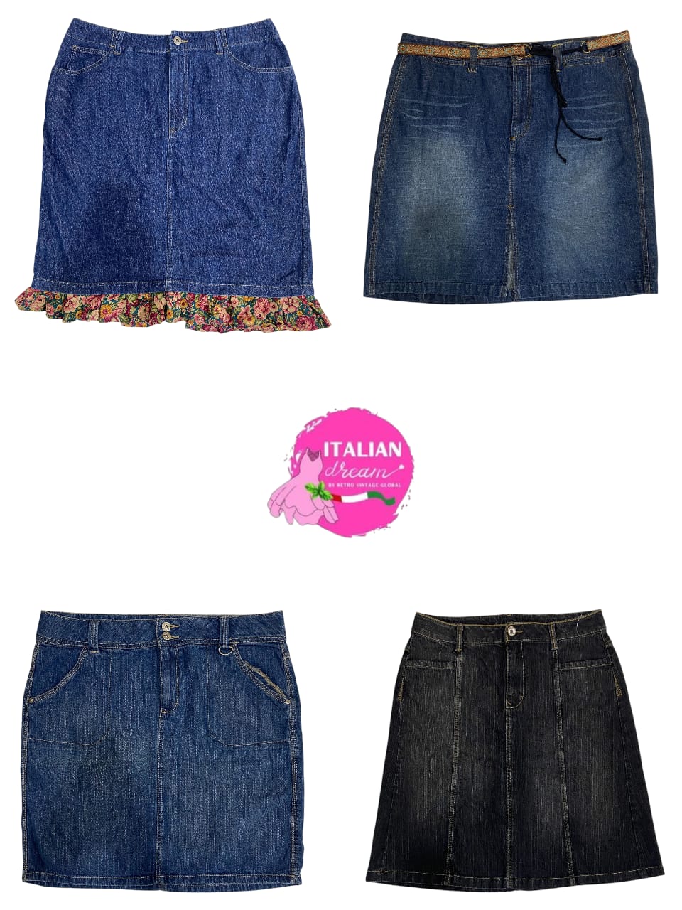 Gonnelle midi in denim uniche Y2K
