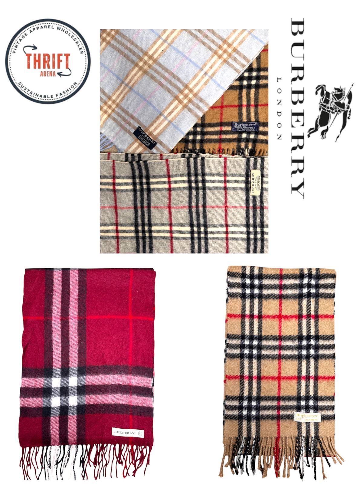 T1293 Burberry Scaves 🧣 100% Authentic Cashmere/Wool
