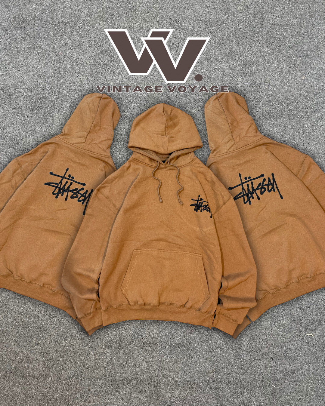 Stussy Rework Style Bestickte Braune Hoodies - #18825