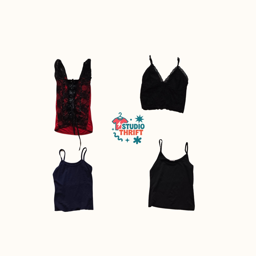 Y2K Gothic Red, Black and Blue Cami Bundle
