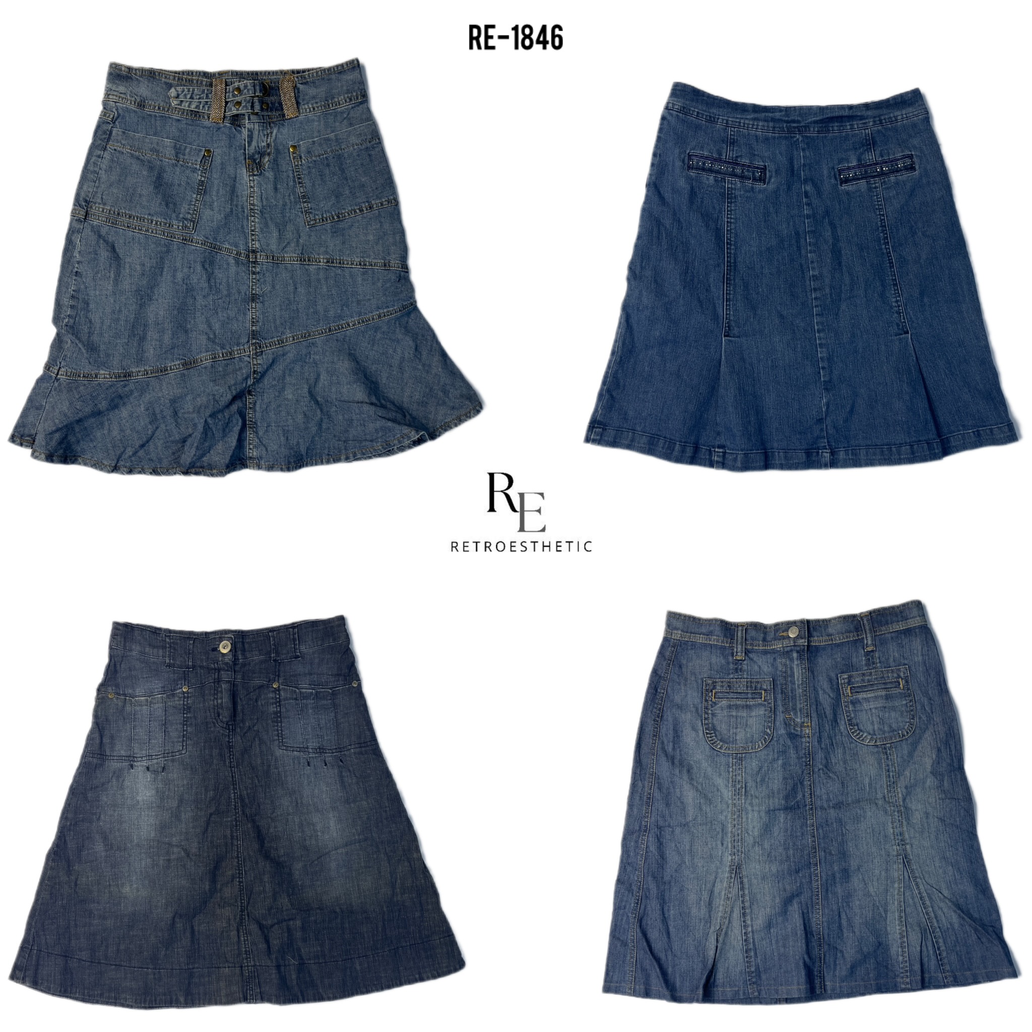 Y2K Britney Era Denim Midi Skirts (RE-1846)