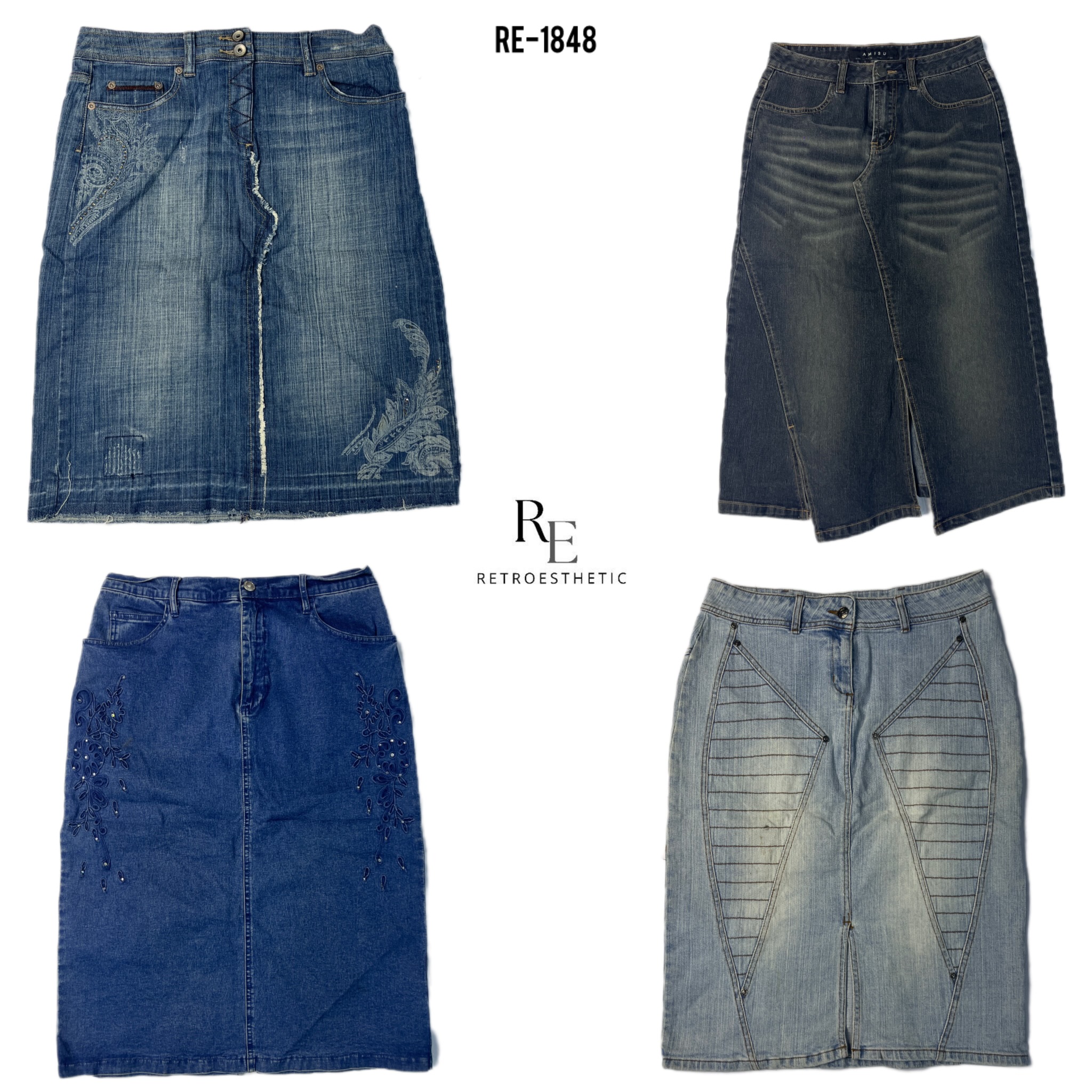Gonne Midi in Denim Era Cyber Girl Y2K (RE-1848)