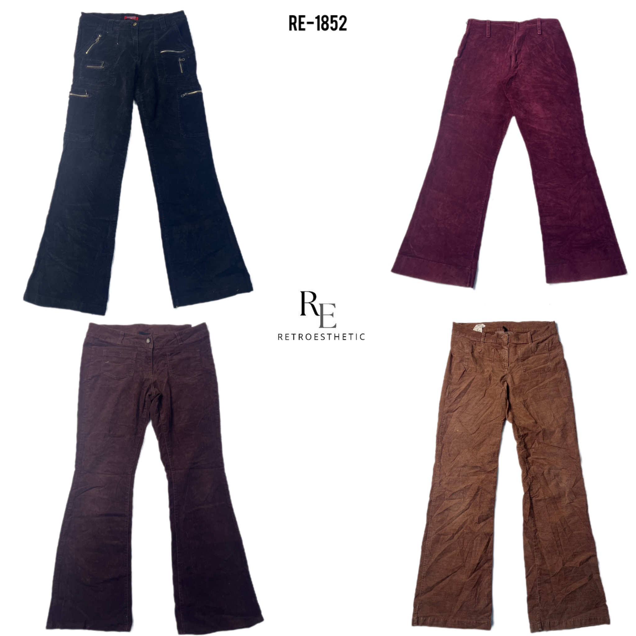 Y2K Unique Flared Corduroy Pants (RE-1852)