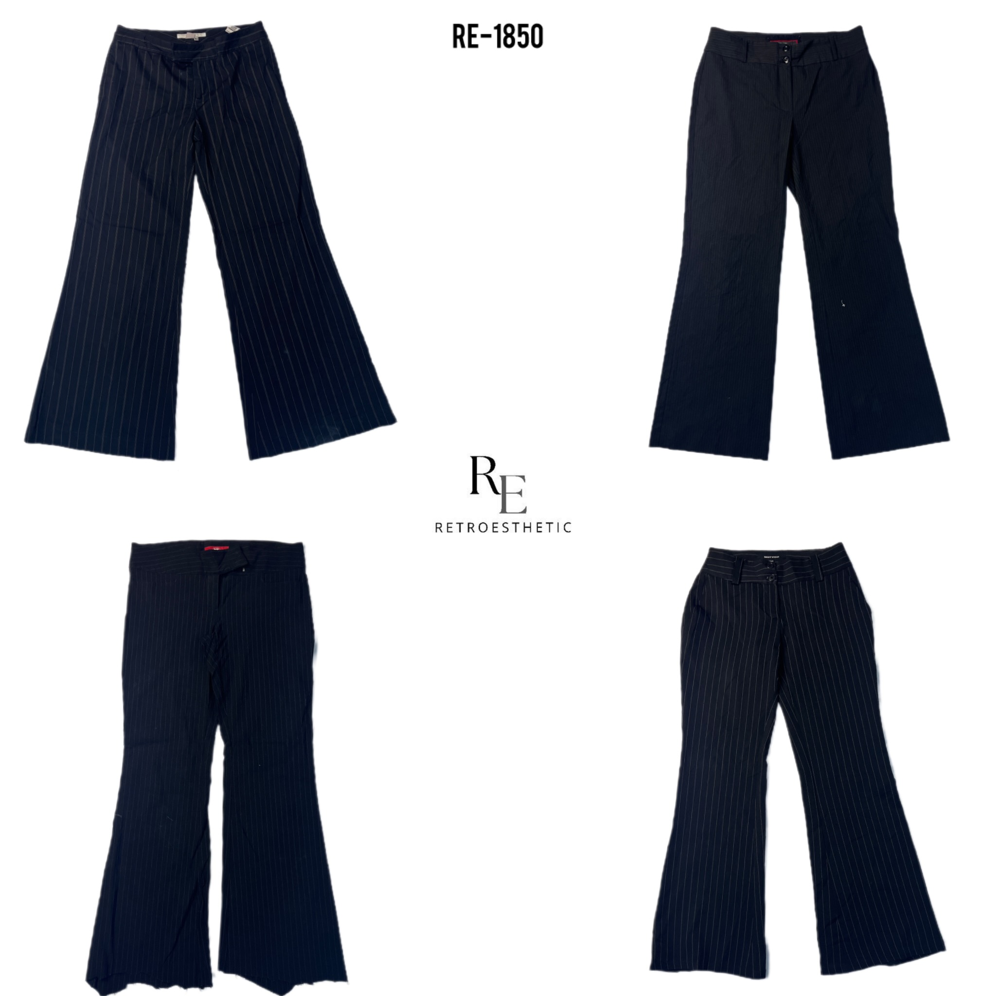 Pantaloni da ufficio a zampa d'elefante unici Y2K (RE-1850)