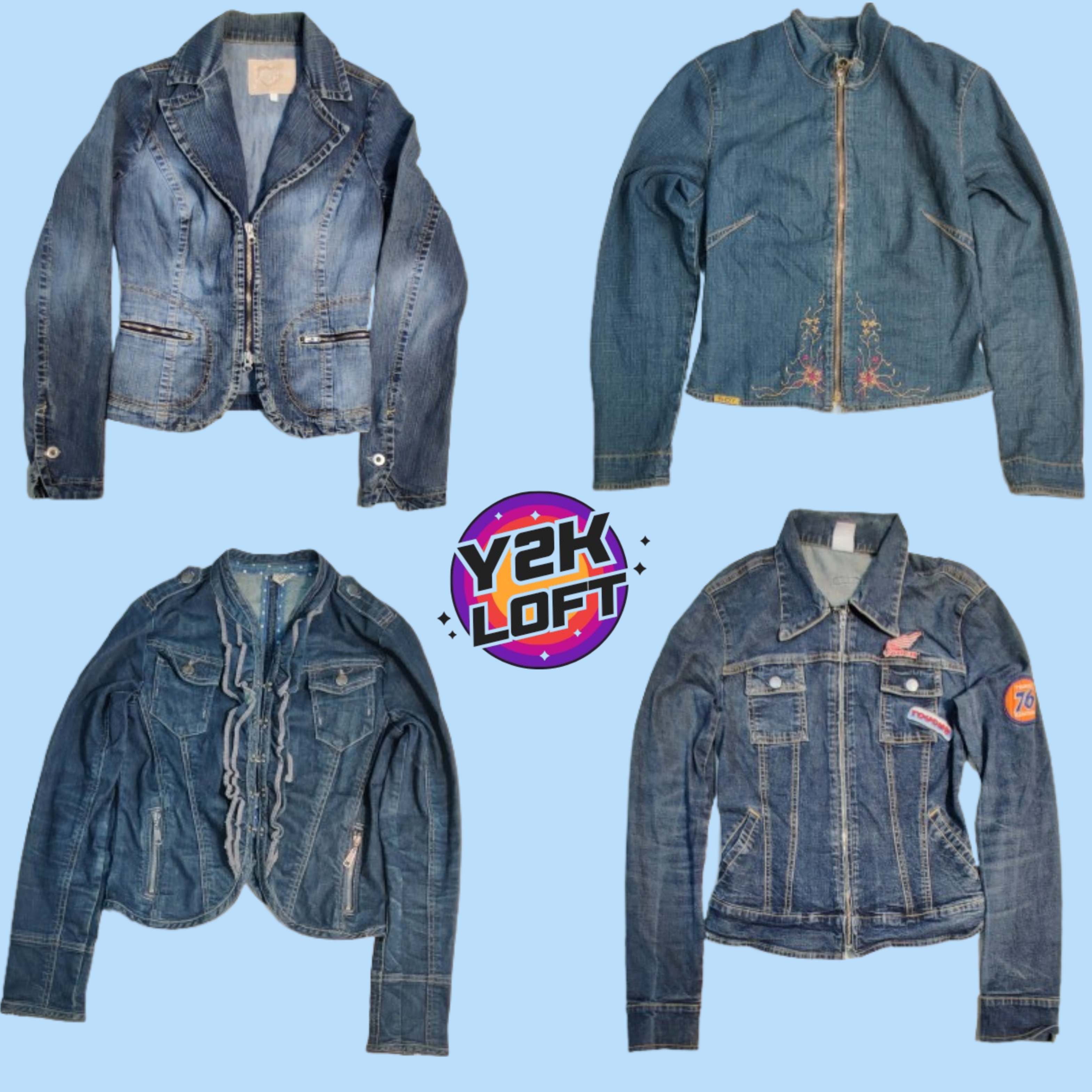 Y2K Unique zipper Denim Jackets