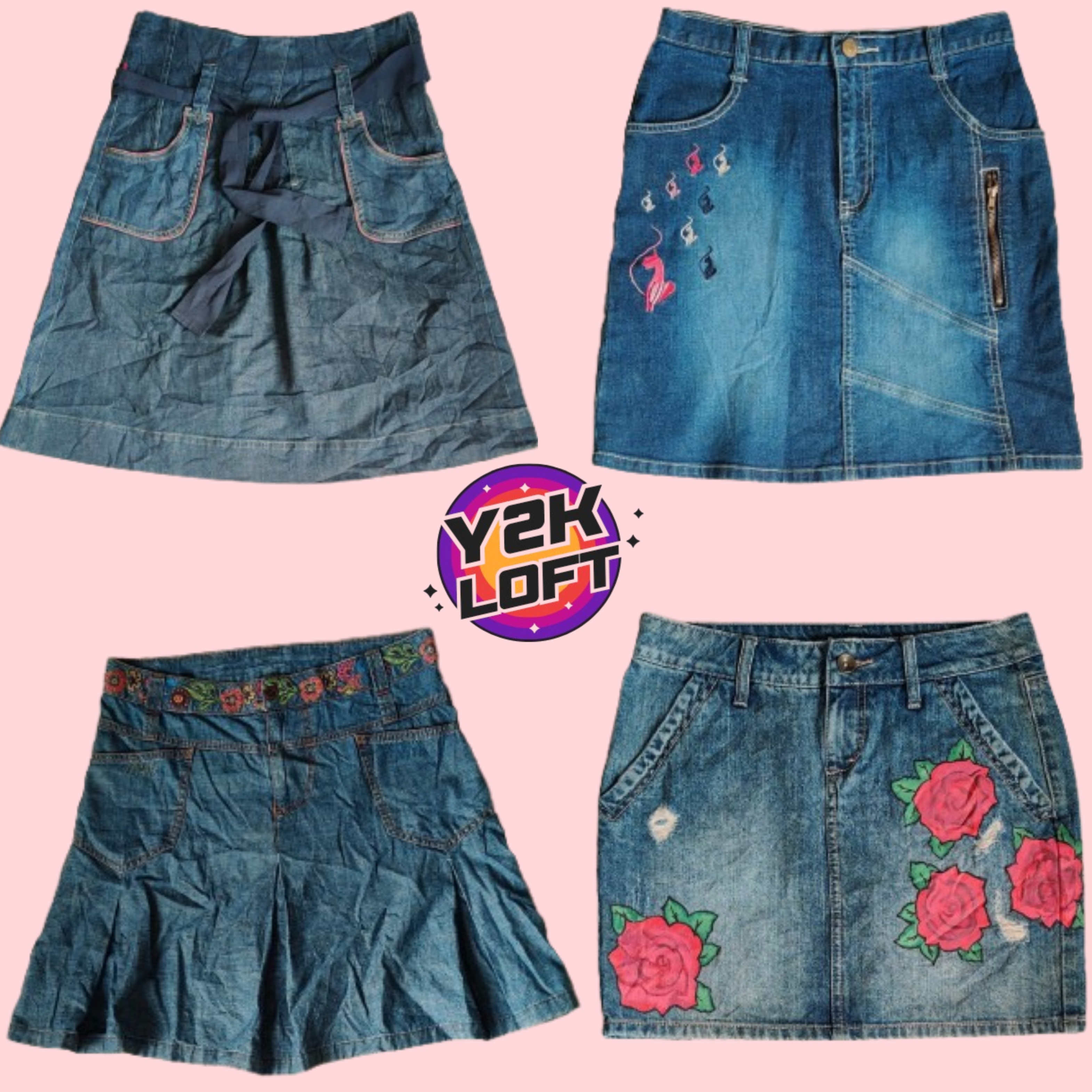 Y2K Cyber Girl Era Denim midi Skirts