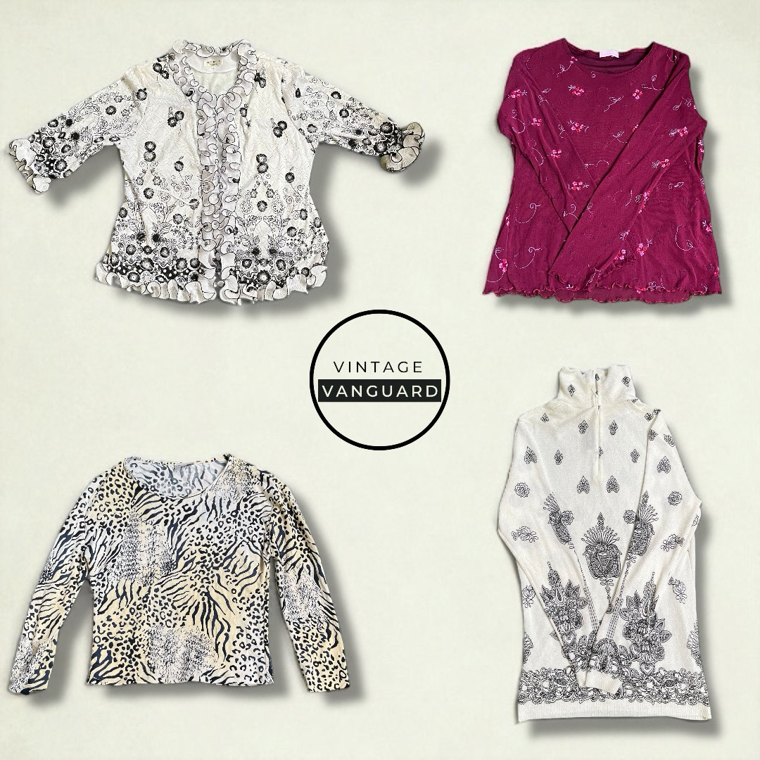 Y2K bedruckte Pop-Bluse
