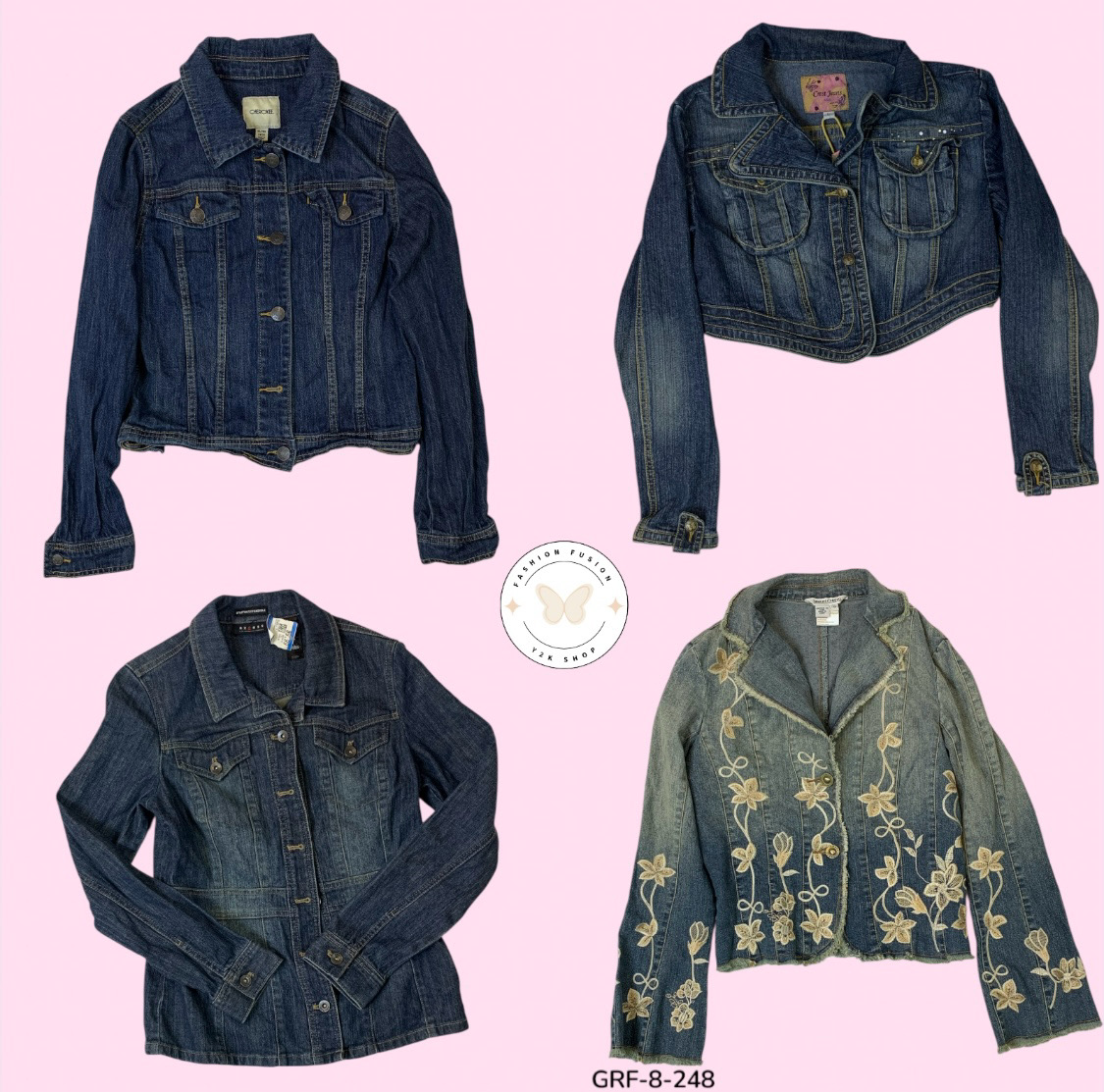 Veste en denim boutonnée authentique des années 2000 Y2K – Éléments vintage essentiels (GRF-8-248)