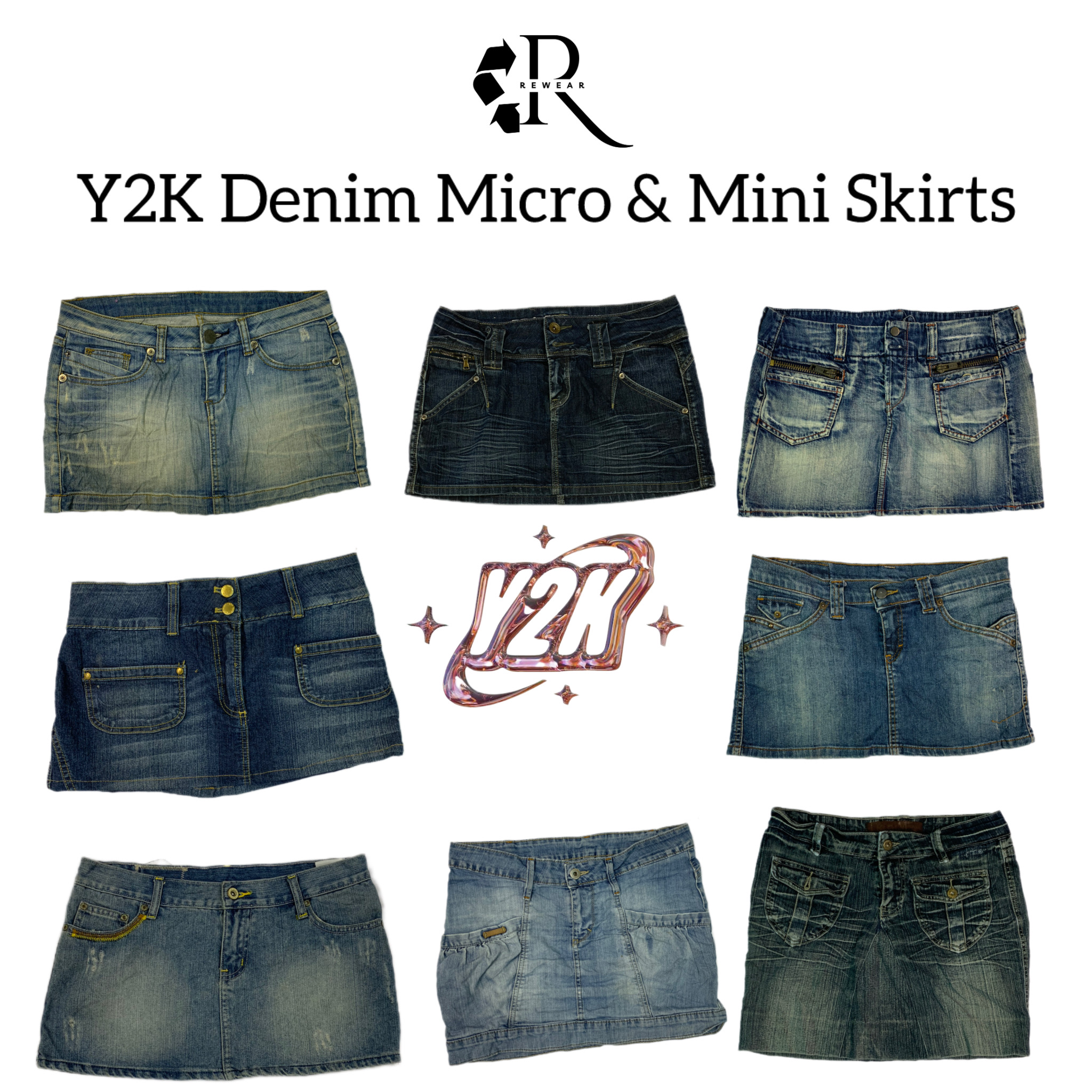 Y2K Denim Mikro- und Mini-Röcke (RERP)