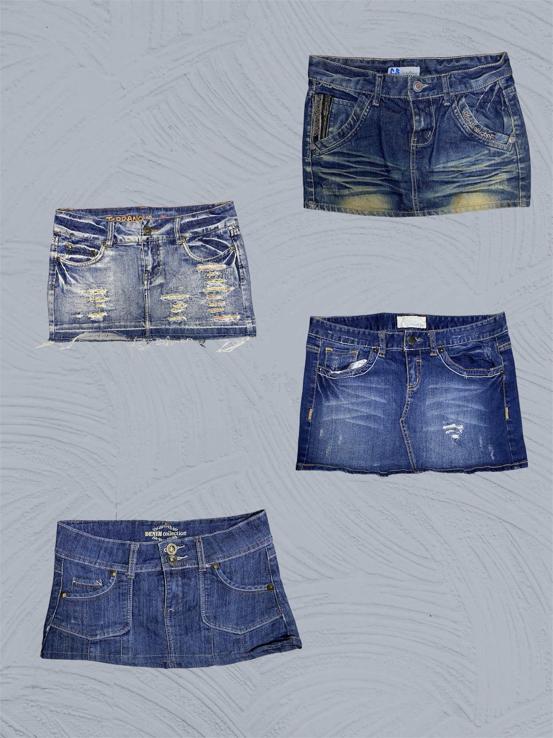 Retro Y2K Pleated Denim Micro Mini Skirt Streetwear(TS:680)