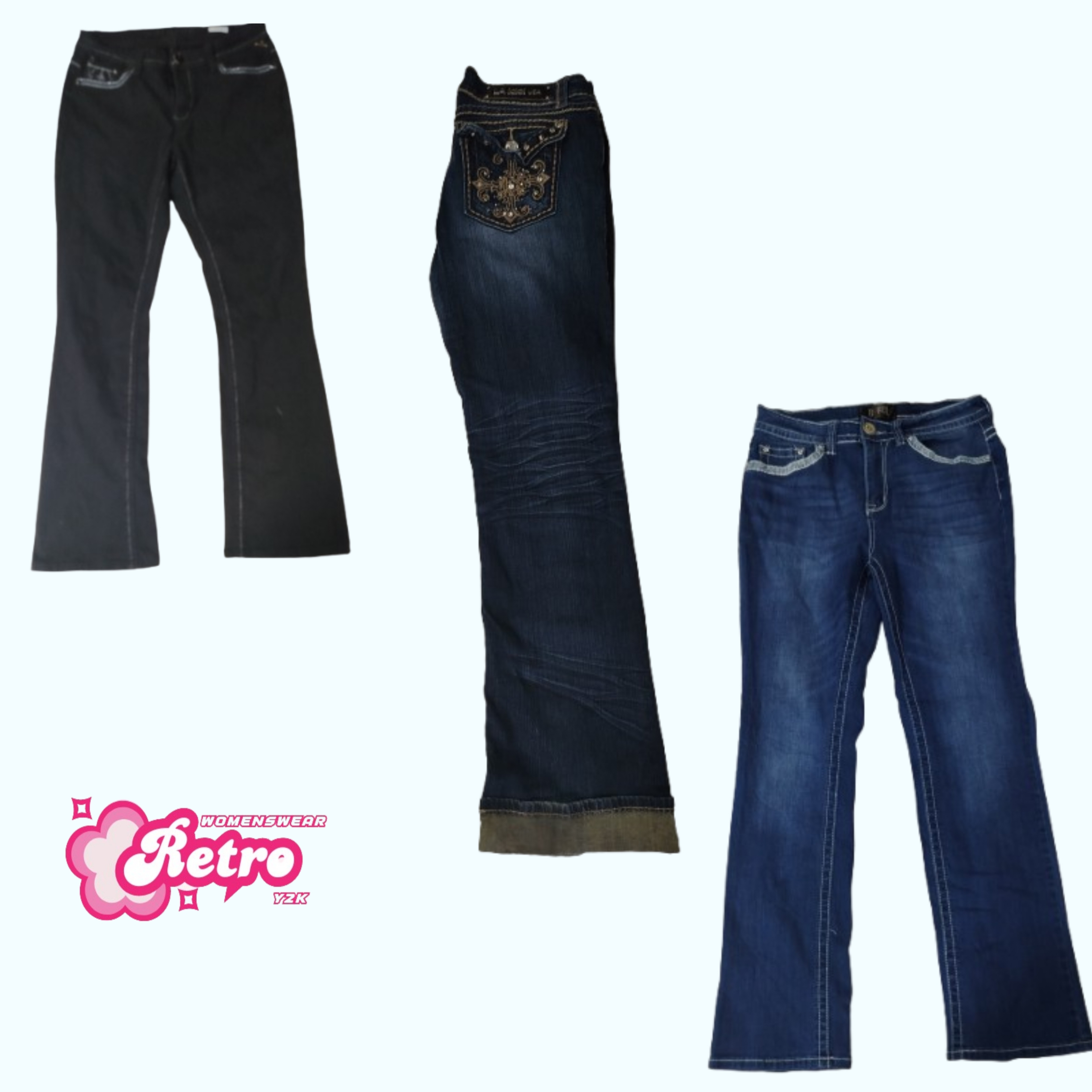 Y2k Verzierte Schlagjeans (Aug-48)