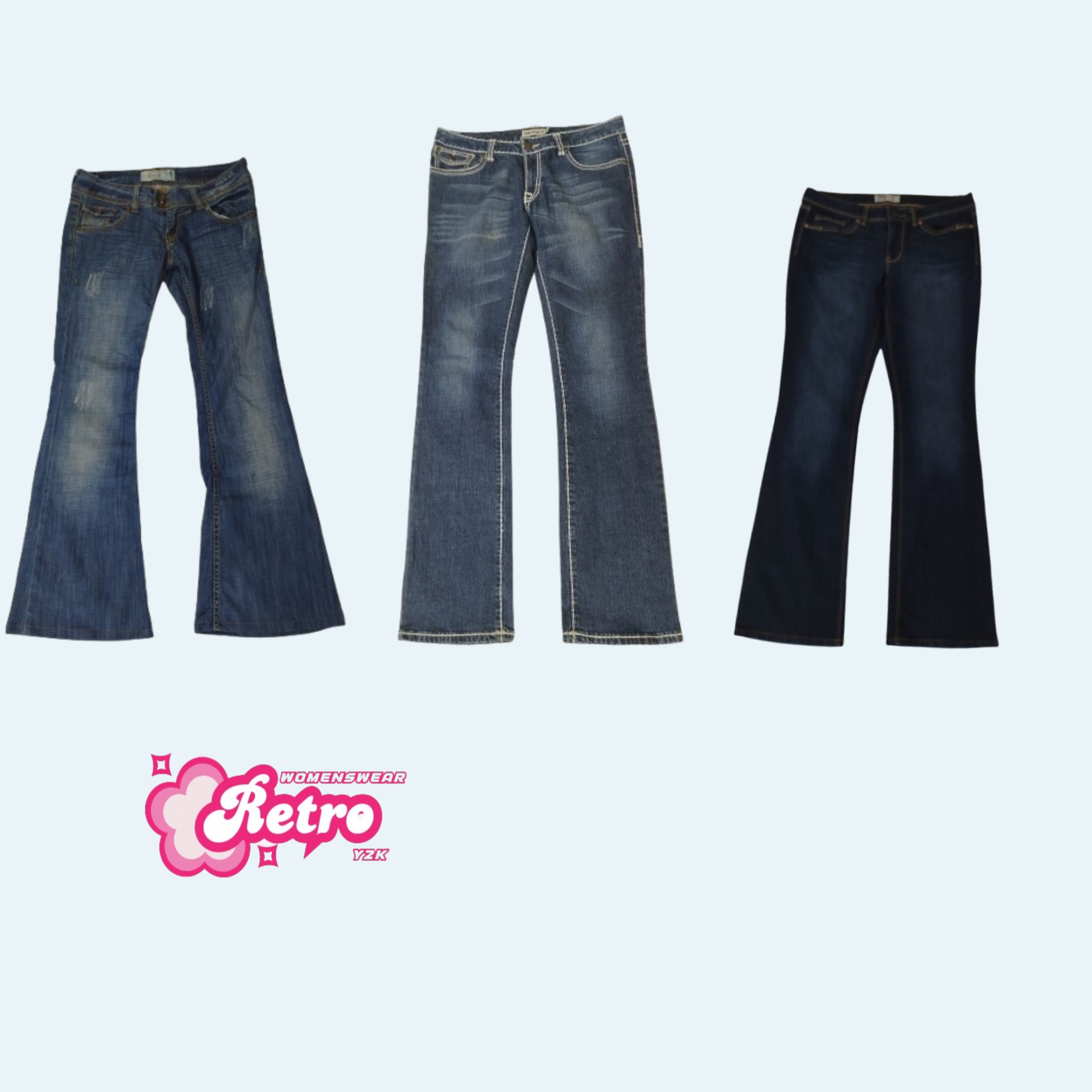 Y2K Cyber It Denim Flared Jeans (Aug-50)