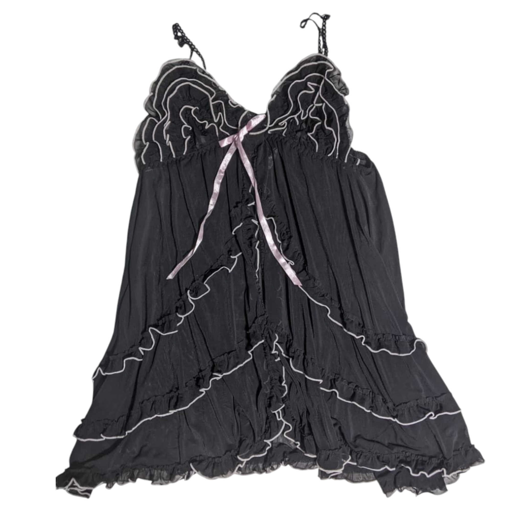 SAY#290 – Y2K Net Top with Ruffle Detailing