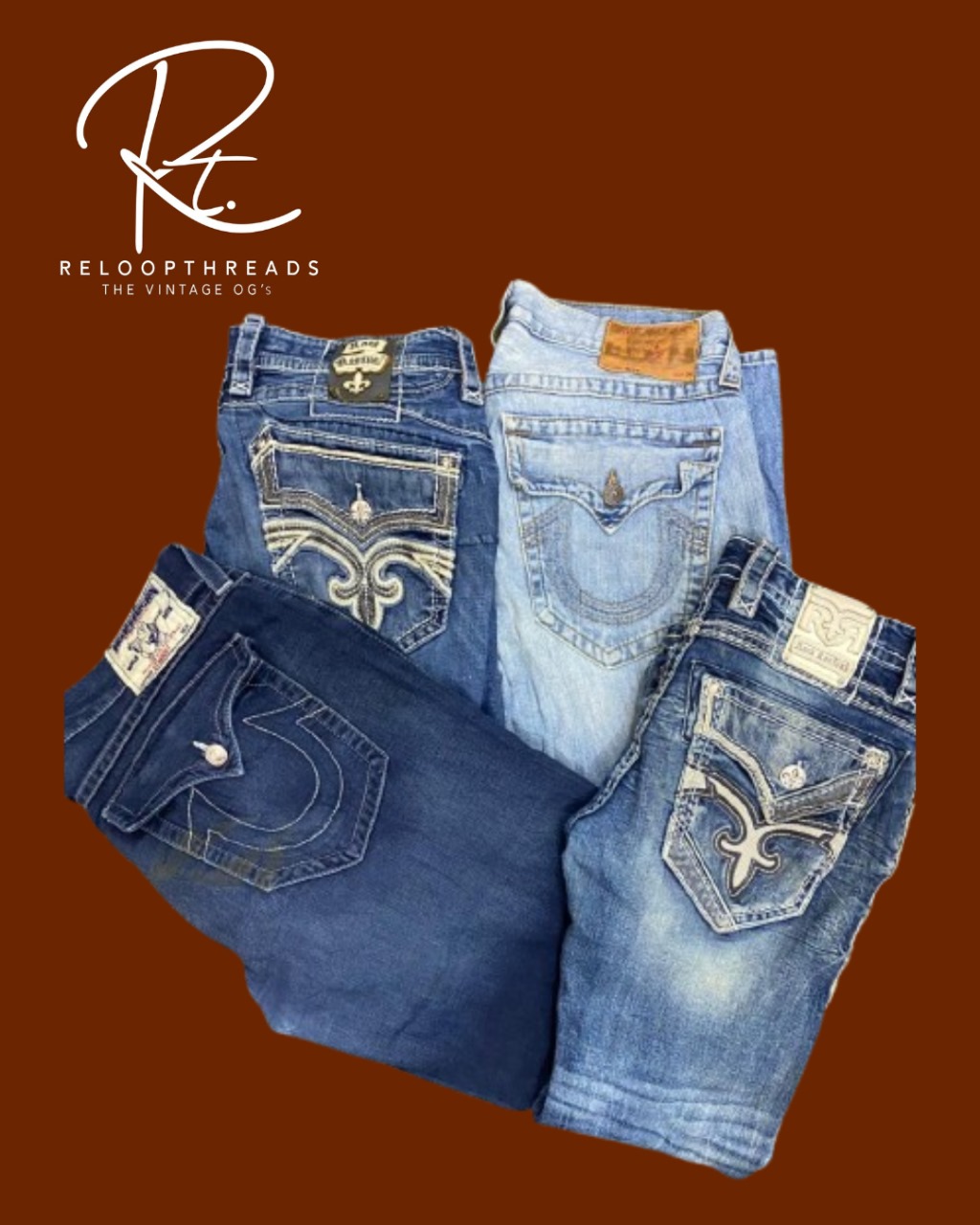 RT1120 True Religion & Rock Revival Herren Mix Jeans