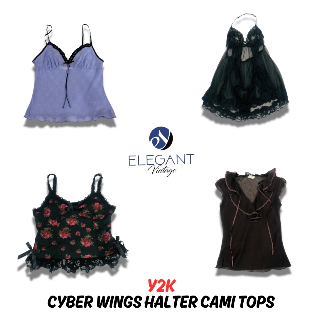 Y2K Cyber Wings Halter Cami Tops - EV0849
