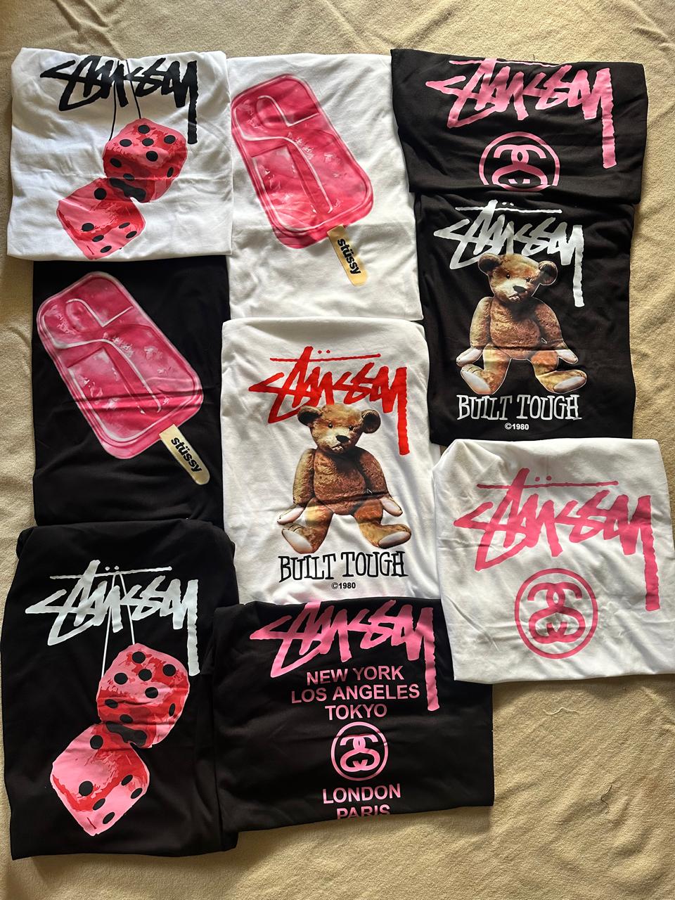 StussyリワークスタイルミックスデザインTシャツ