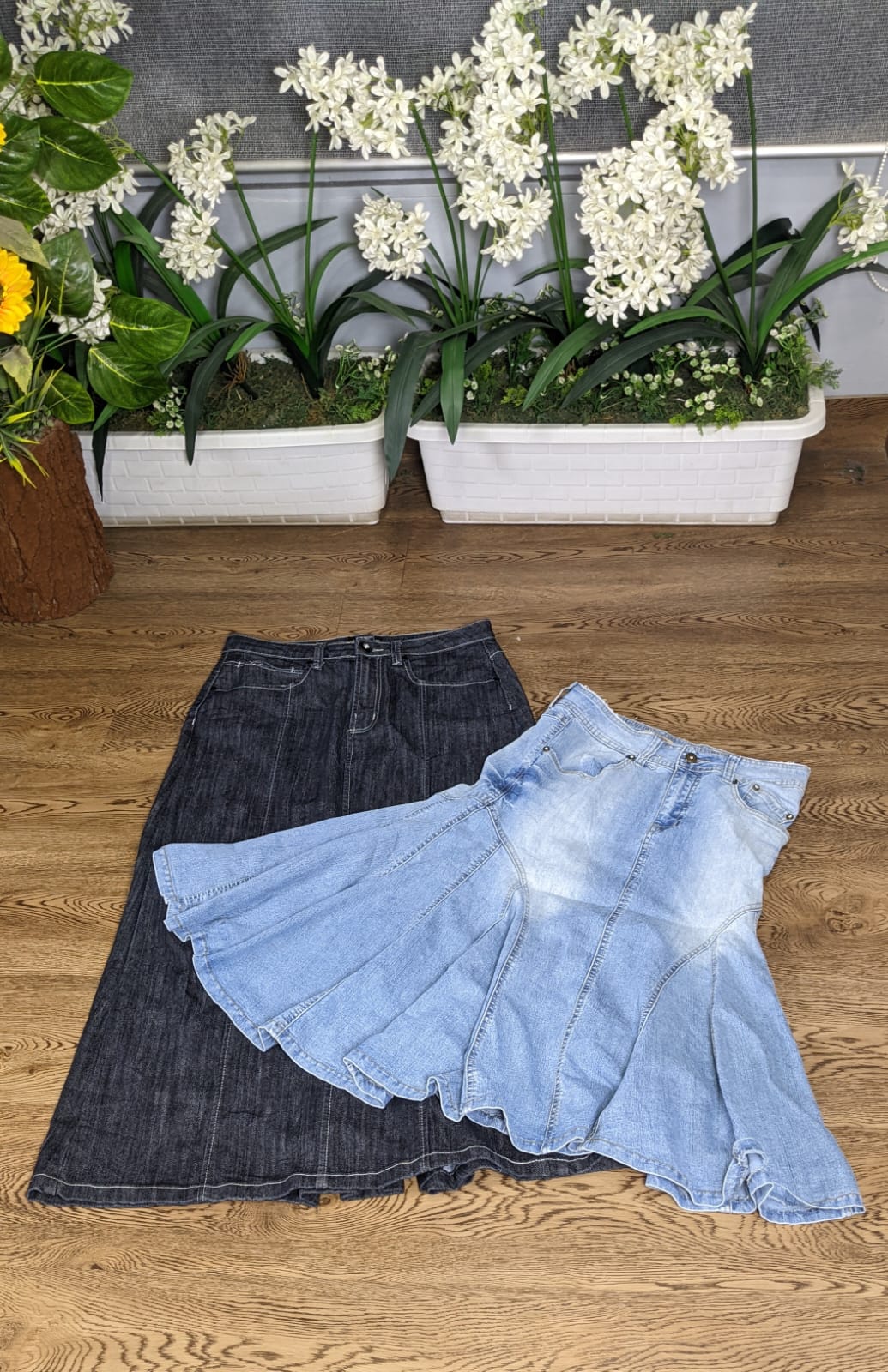 Denim long skirts