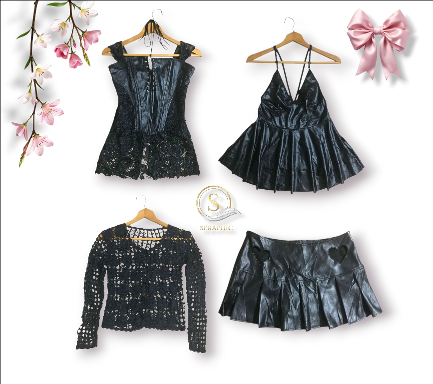 Y2K Style Black Rave Mix Bundle Camis, skirt and crochet Shirts
